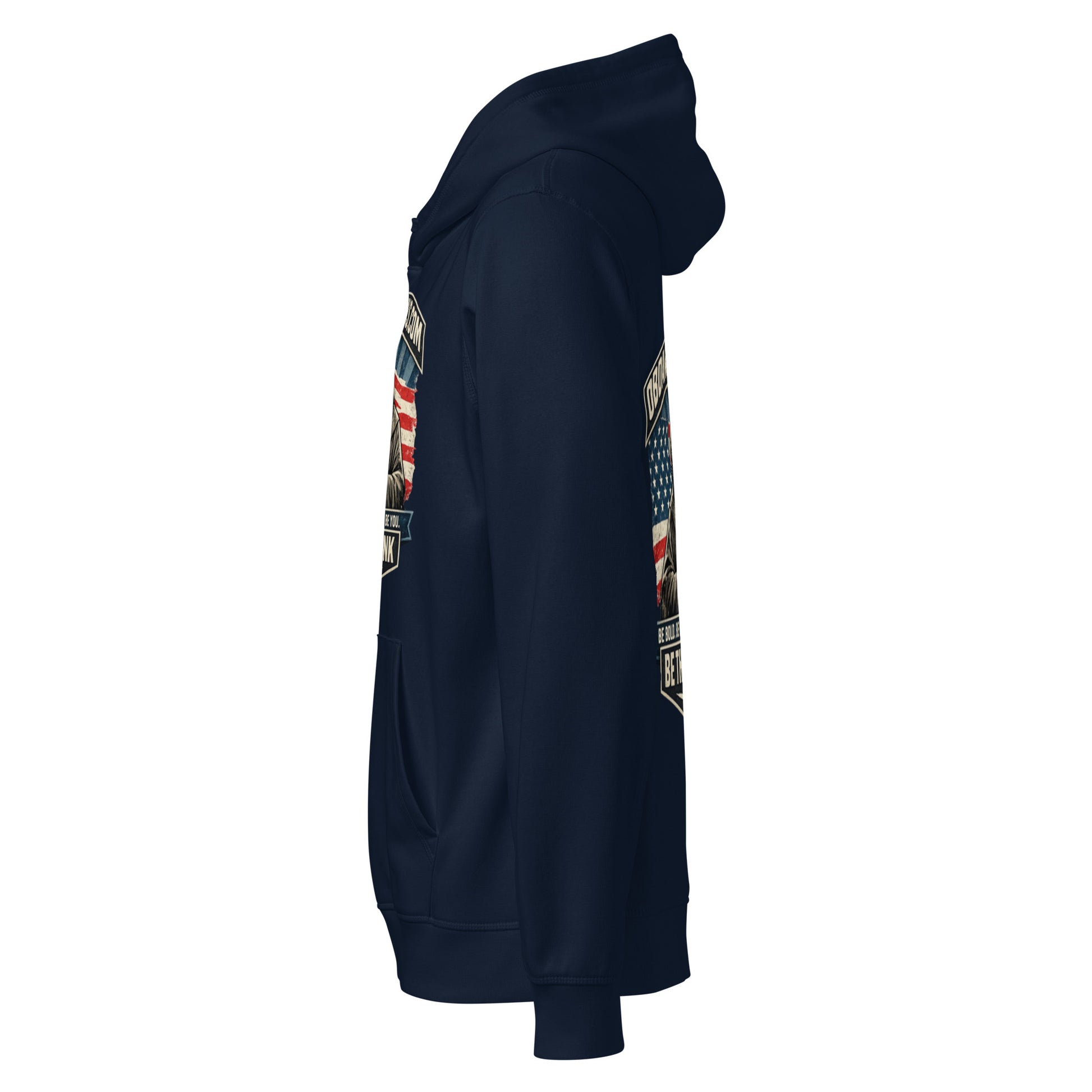 Unisex organic mid-weight hoodie by OB DANGEROUS in French Navy, featuring a comfortable fit and stylish design for gym, street, and everyday wear.