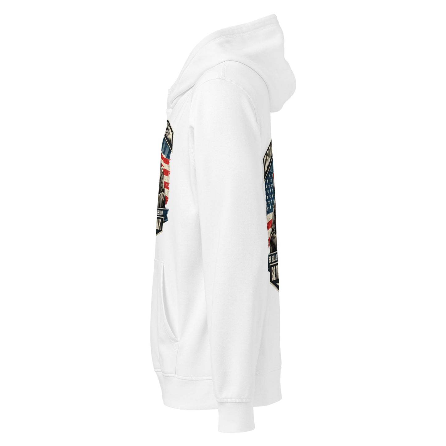 Unisex white organic mid-weight hoodie from Be The Monk by OB DANGEROUS, featuring a casual fit and streetwear style.