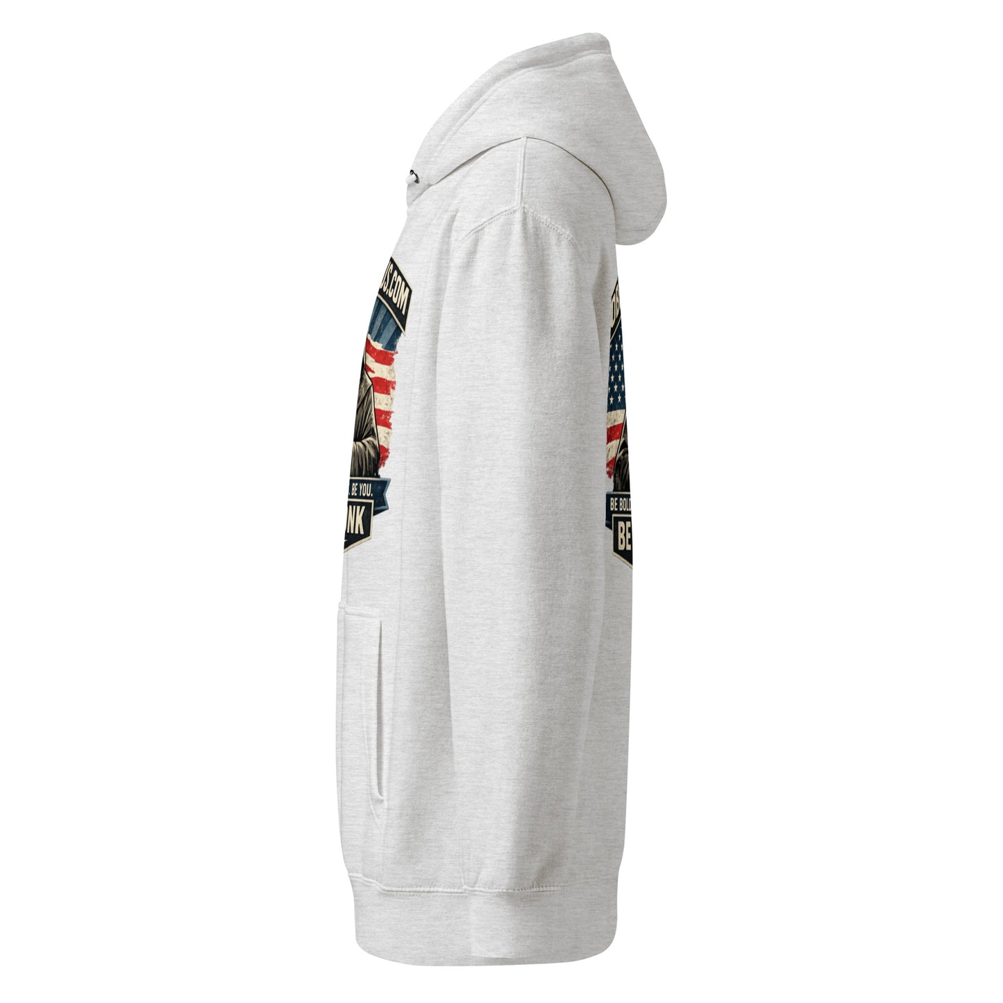 Unisex heather grey Be The Monk premium mid-weight hoodie by OB DANGEROUS, showcasing a relaxed fit and casual style.