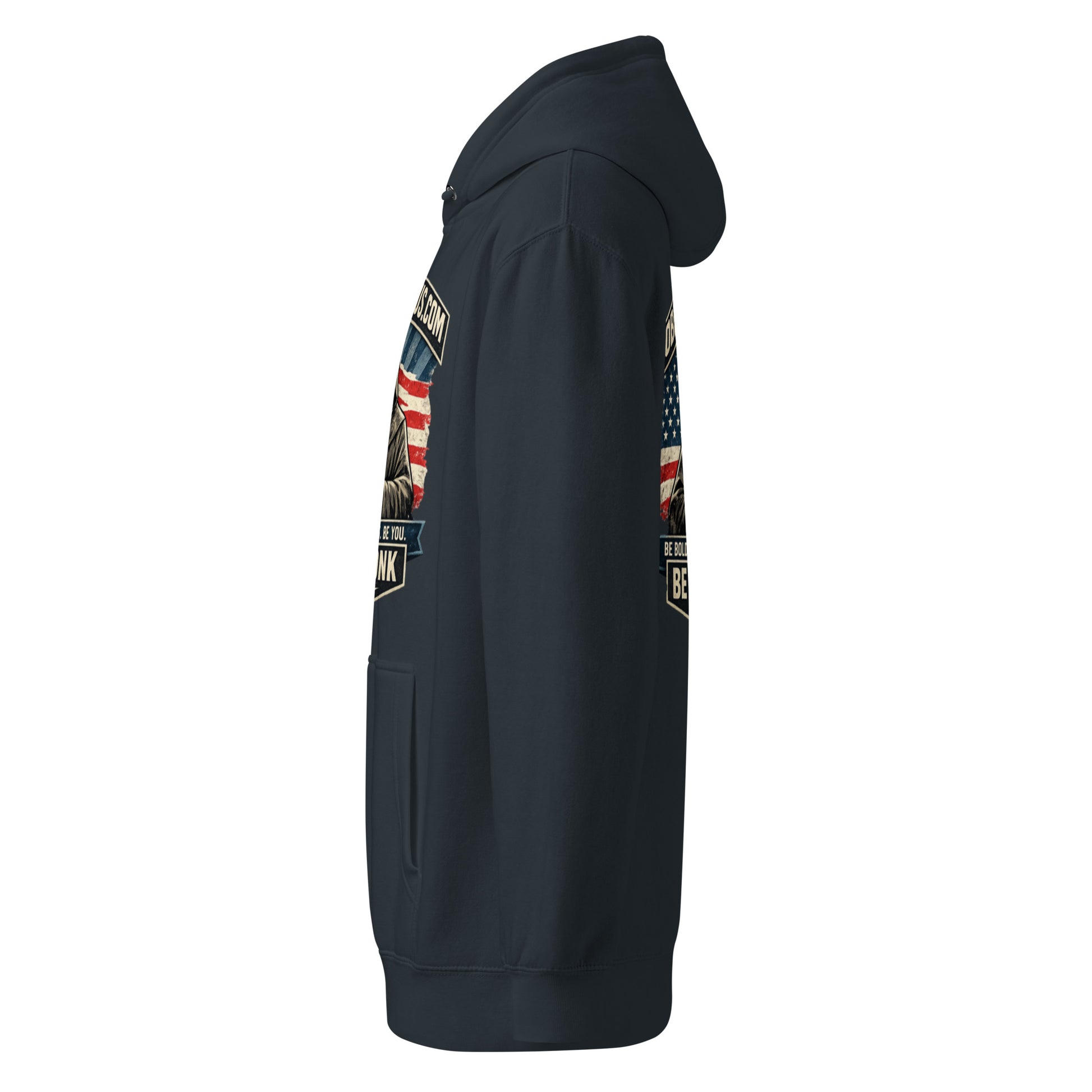 Navy Be The Monk unisex premium mid-weight hoodie by OB DANGEROUS, featuring a comfortable fit and casual style.