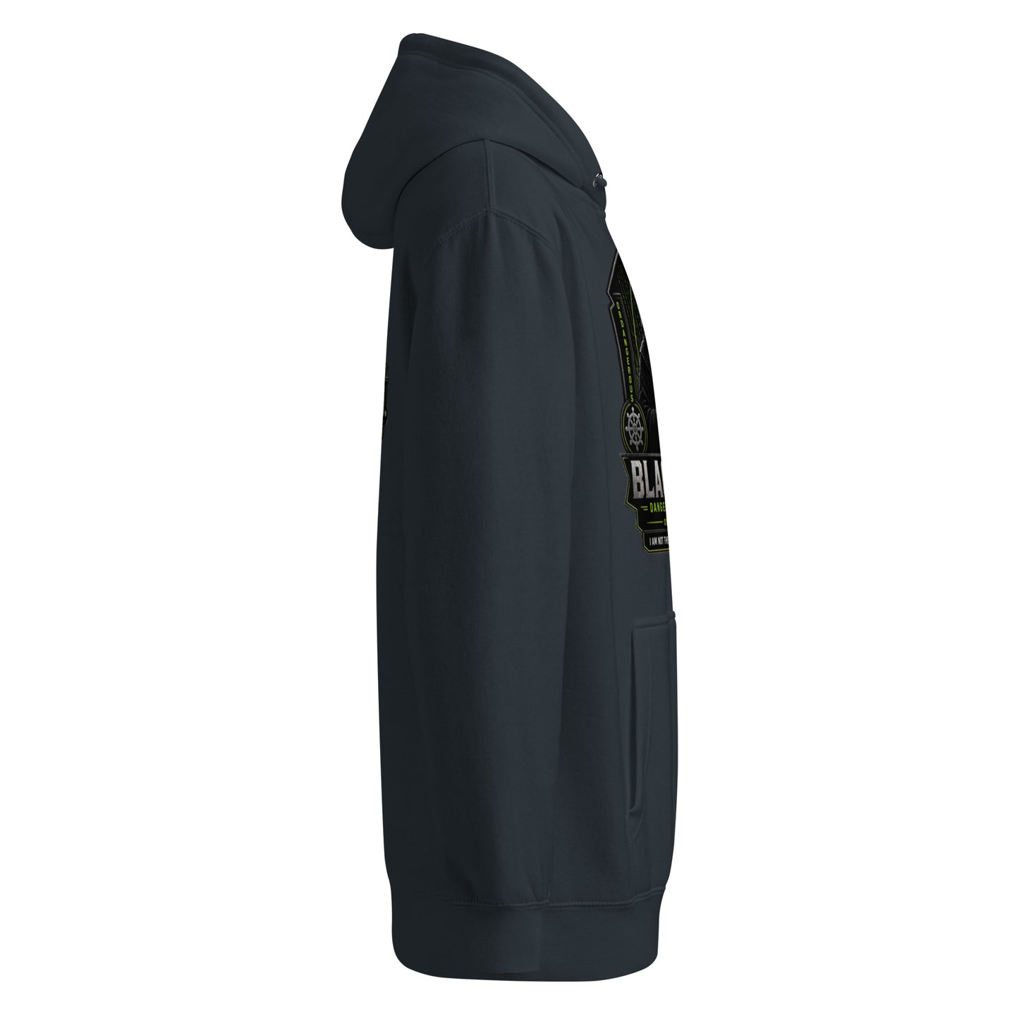 Black Sigma Never Too Old unisex premium mid-weight hoodie, featuring a comfortable fit and stylish design for gym and street wear.