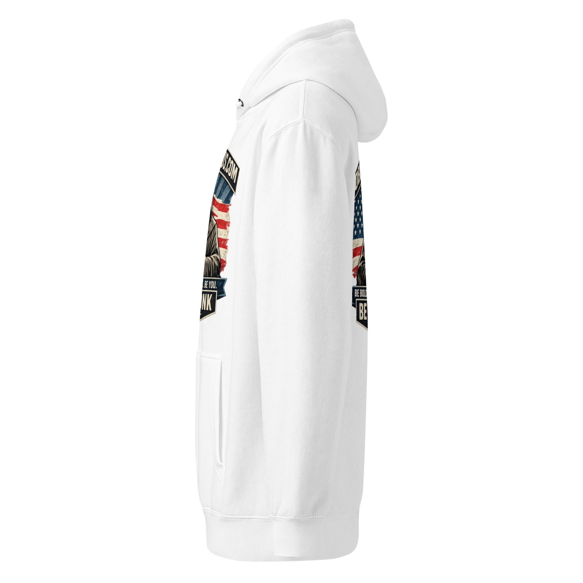 White unisex Be The Monk premium mid-weight hoodie by OB DANGEROUS, featuring a relaxed fit and minimal design.
