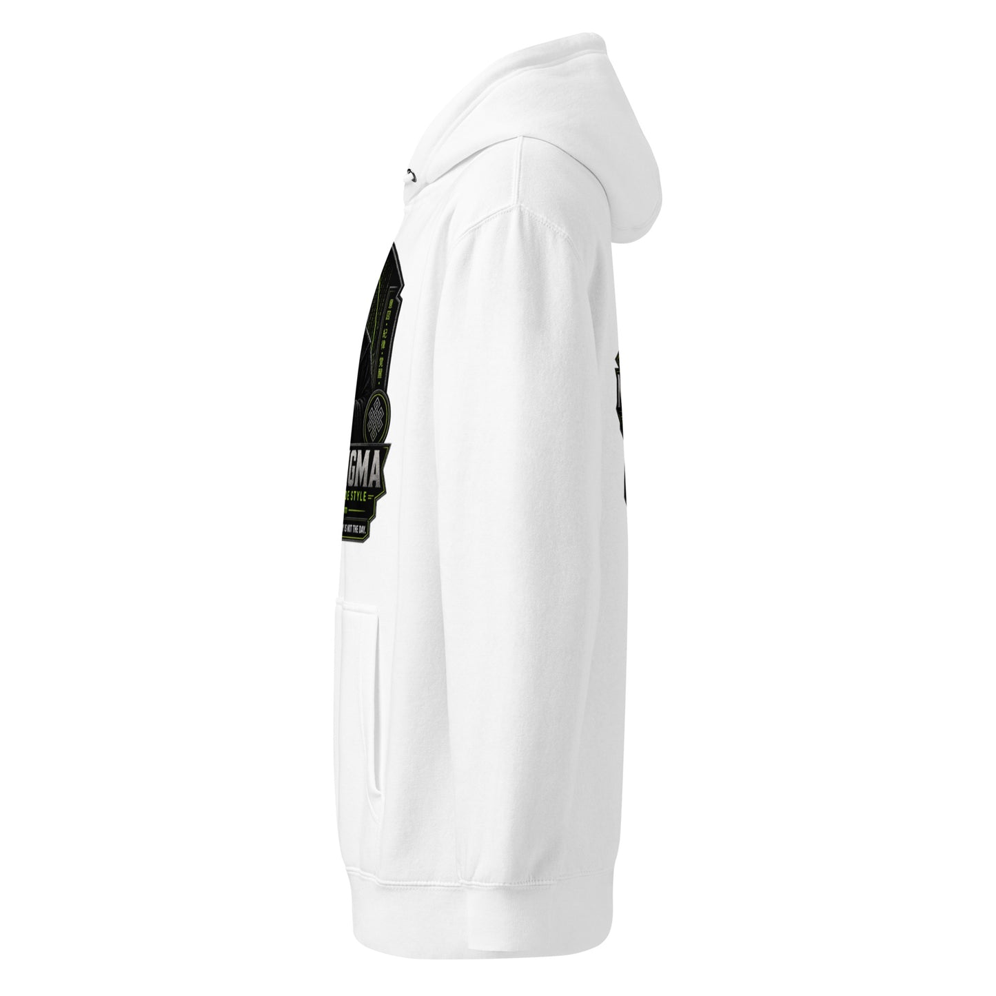 Black Sigma Never Too Old unisex premium mid-weight hoodie featuring a comfortable fit and stylish design, ideal for gym and streetwear.