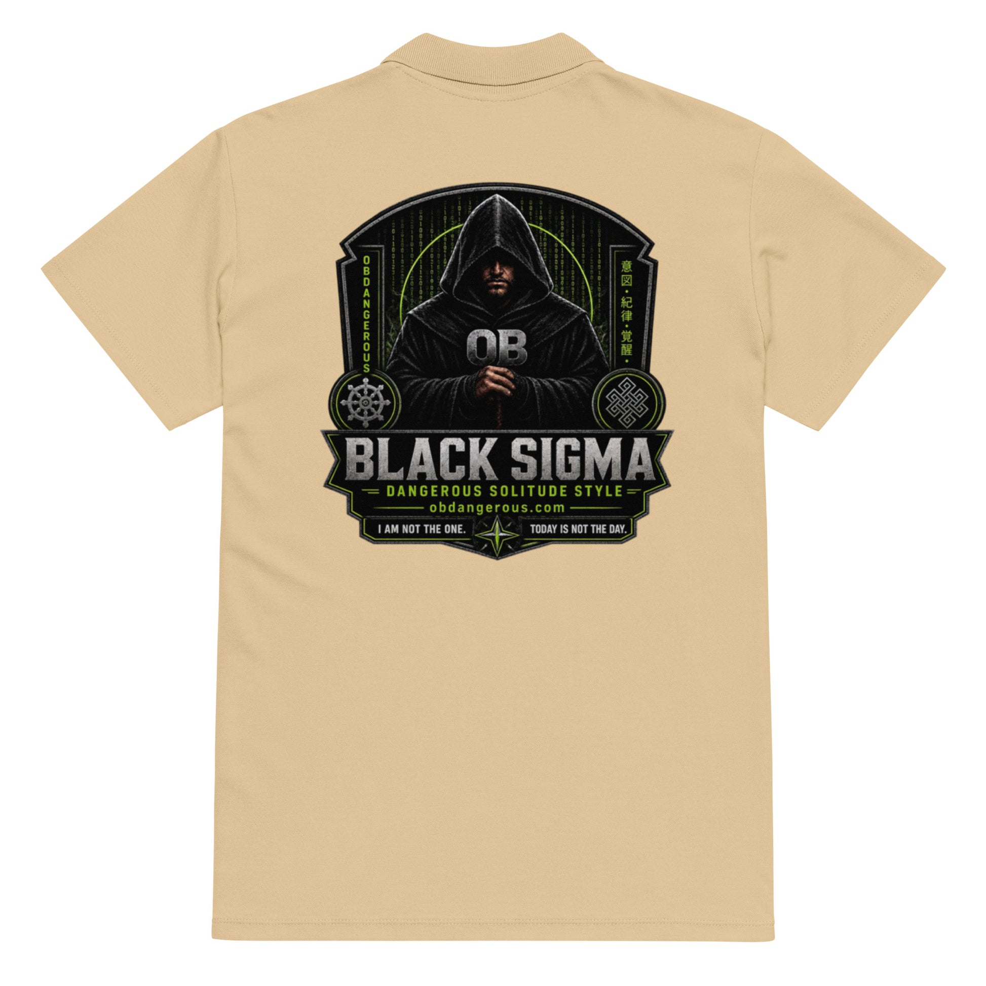 Black Sigma OBD Premium pique polo shirt for men and women, featuring a classic fit and breathable fabric for casual or gym wear.