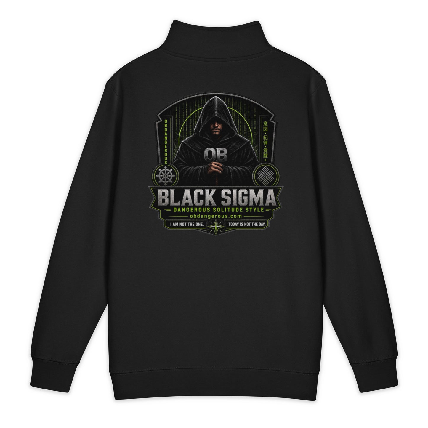 Black Sigma OBD Lane Seven LS14014 premium unisex 1/4 zip sweatshirt shown from the back, designed for gym, street, and casual wear.