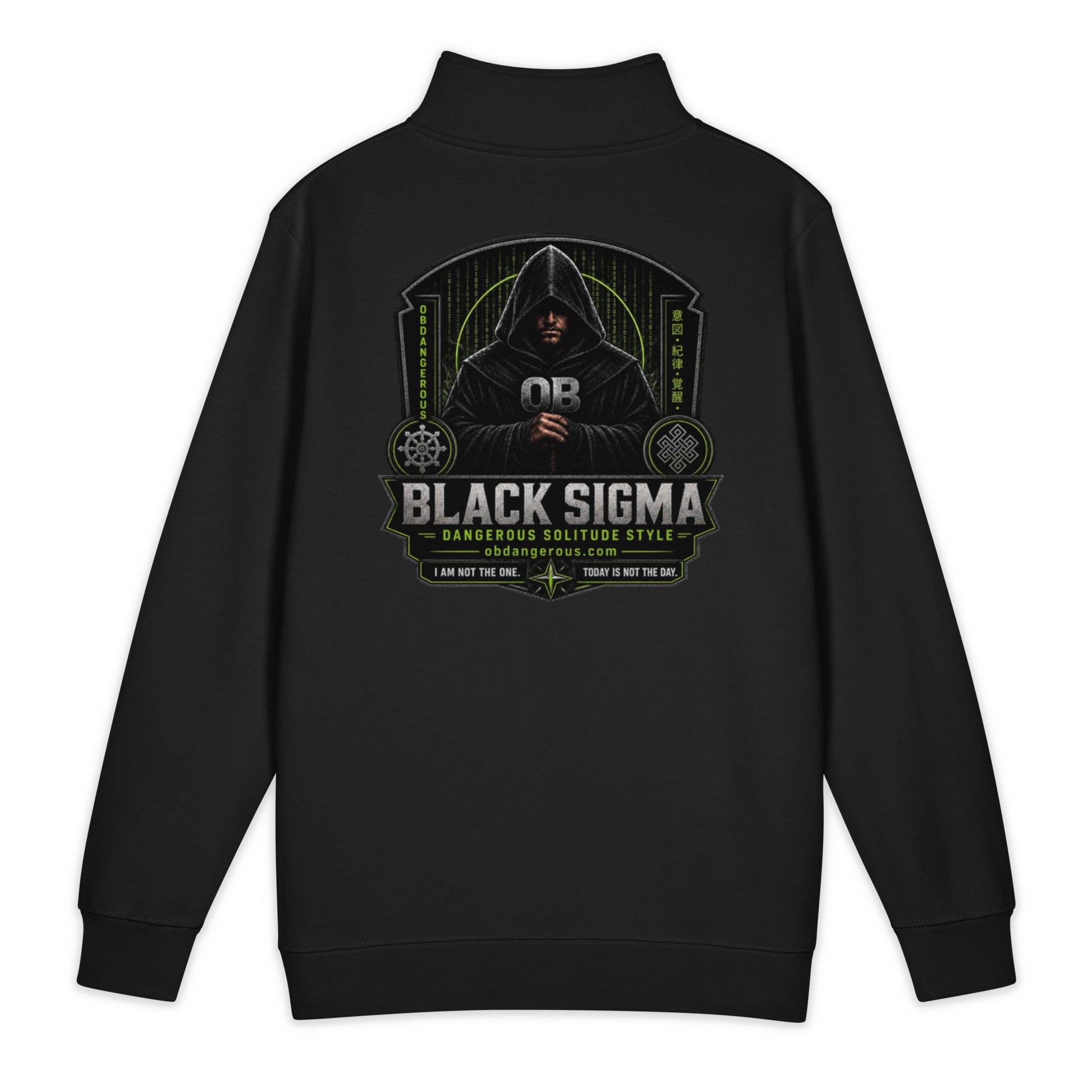 Black Sigma OBD Lane Seven LS14014 premium unisex 1/4 zip sweatshirt shown from the back, designed for gym, street, and casual wear.