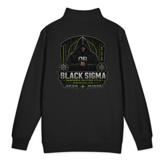 Black Sigma OBD Lane Seven LS14014 premium unisex 1/4 zip sweatshirt shown from the back, designed for gym, street, and casual wear.