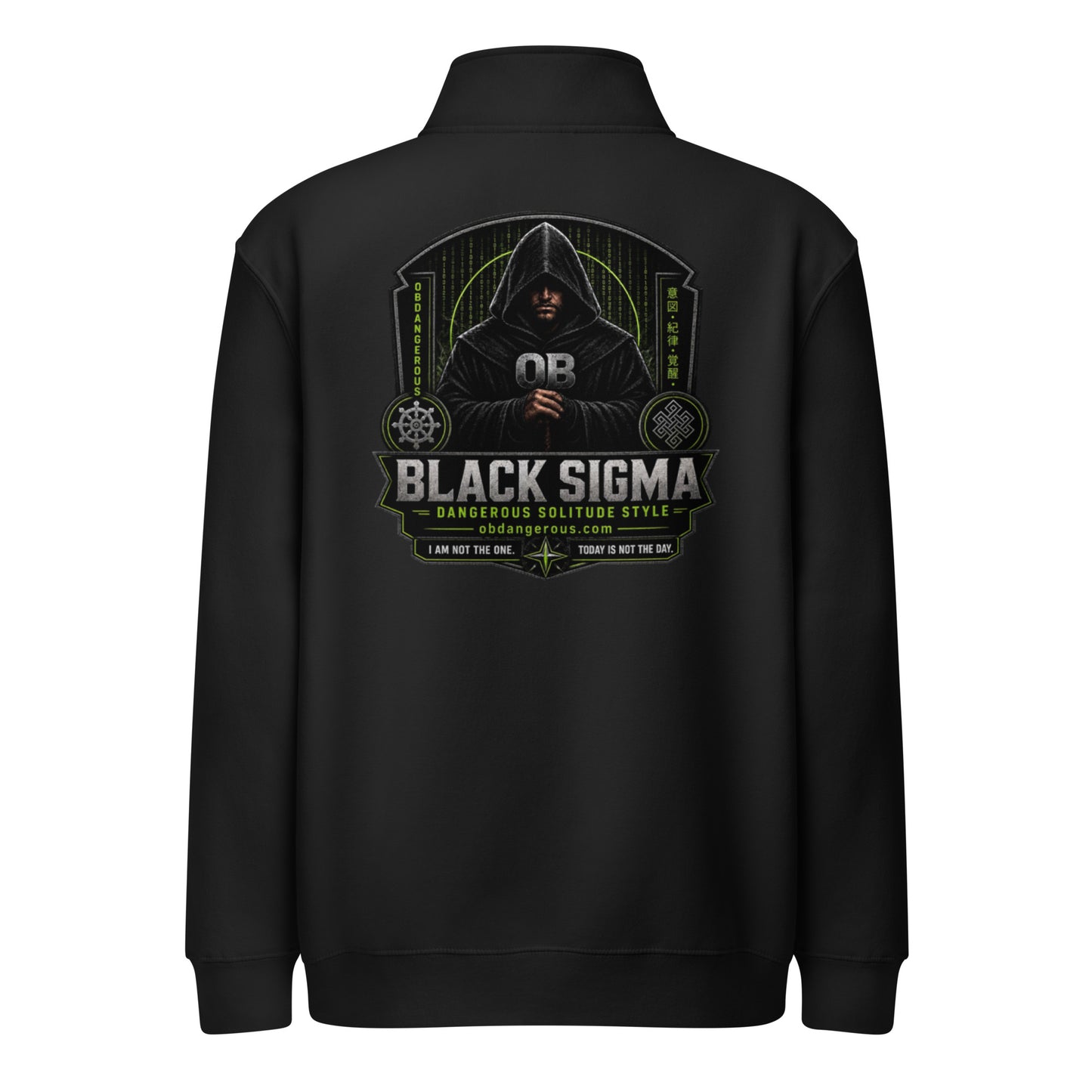 Black Sigma OBD Lane Seven LS14014 premium unisex 1/4 zip sweatshirt shown from the back, stylish and comfortable for gym and street wear.