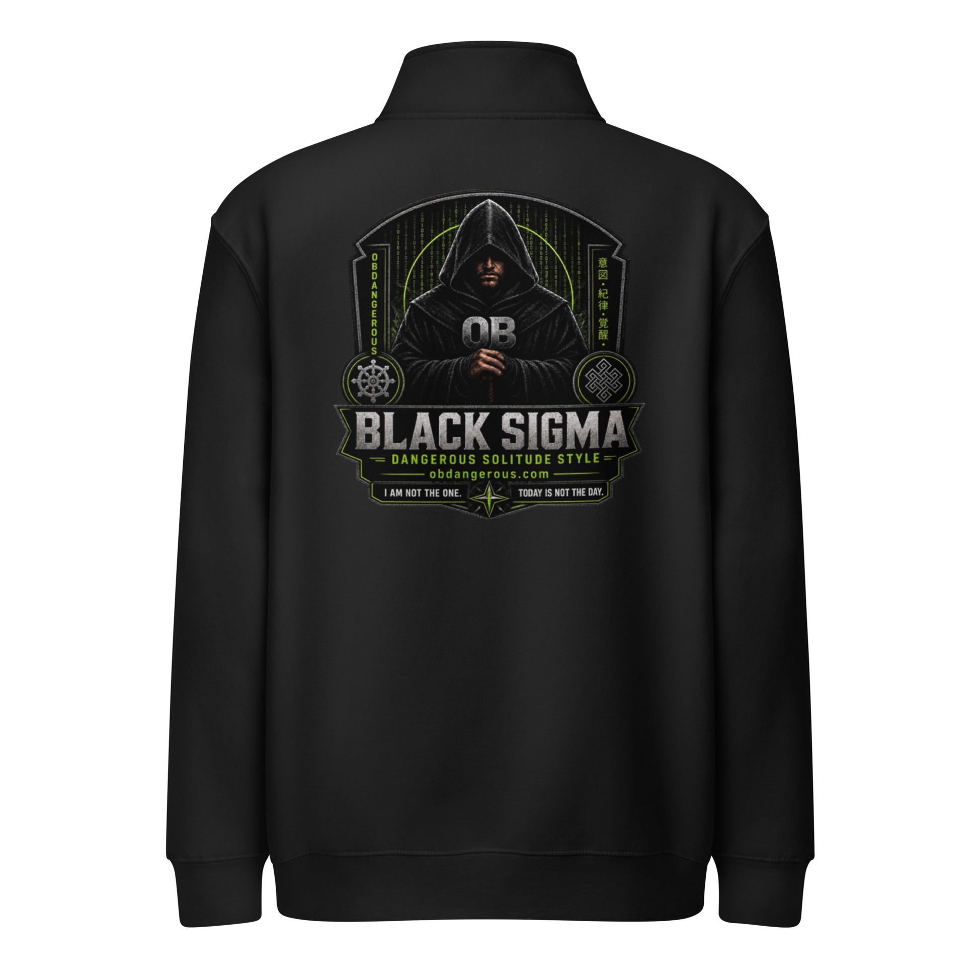 Black Sigma OBD Lane Seven LS14014 premium unisex 1/4 zip sweatshirt shown from the back, stylish and comfortable for gym and street wear.