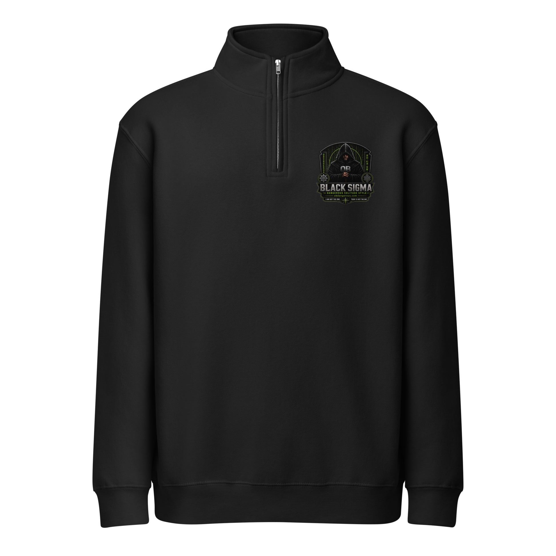 Black Sigma OBD Lane Seven LS14014 premium unisex 1/4 zip sweatshirt, front view, designed for gym, street, and casual wear.