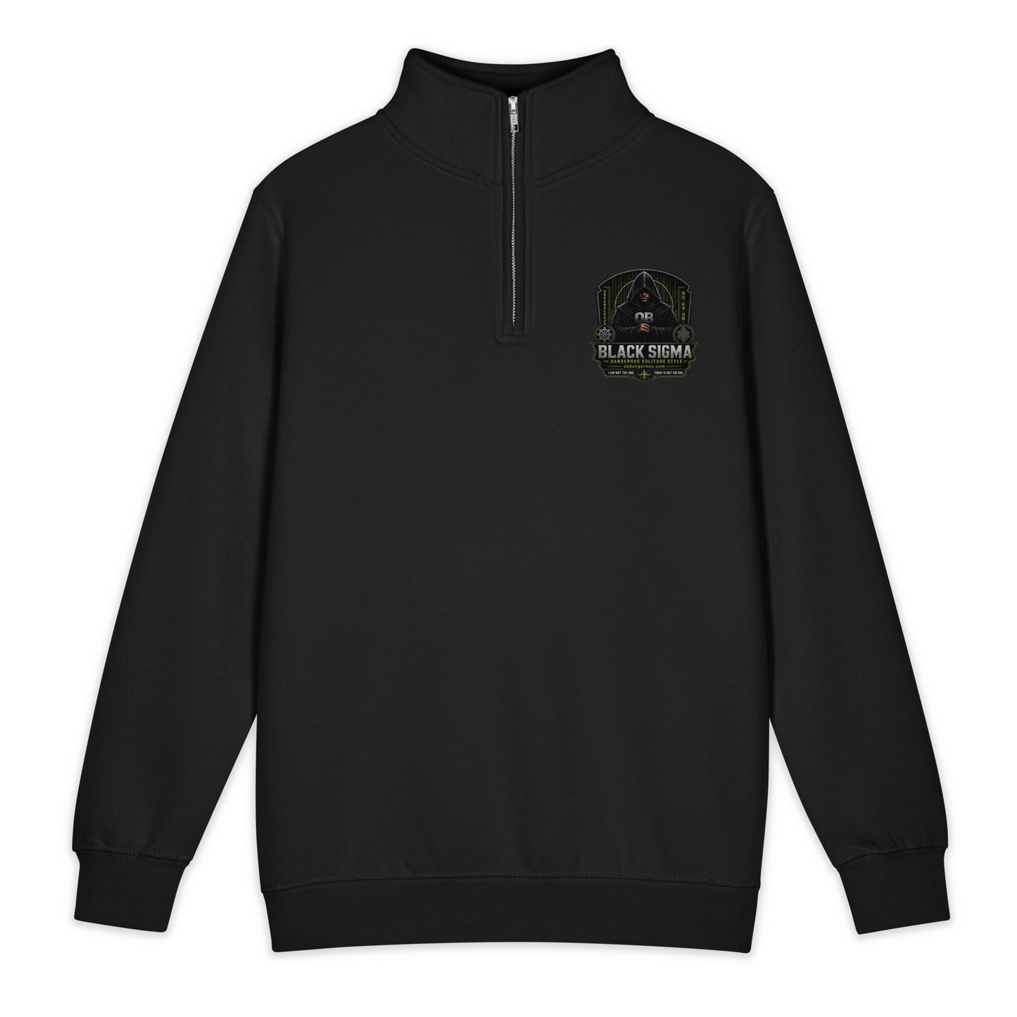 Black Sigma OBD Lane Seven LS14014 premium unisex 1/4 zip sweatshirt with front design, ideal for gym and streetwear styles.