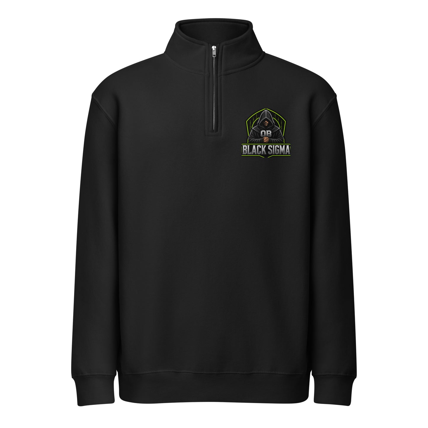 Black Sigma OBDANGEROUS unisex 1/4 zip sweatshirt with front design, ideal for gym and streetwear, made from premium DTFILM fabric.