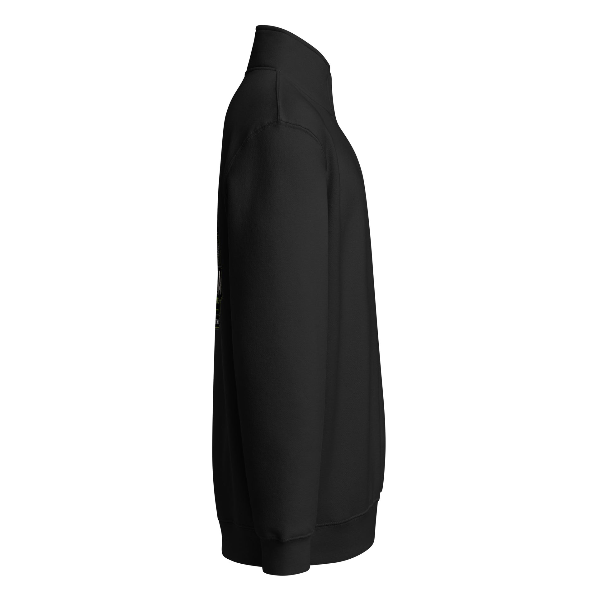Black Sigma OBDANGEROUS unisex 1/4 zip sweatshirt with DTFILM design, ideal for gym, street, and casual wear.