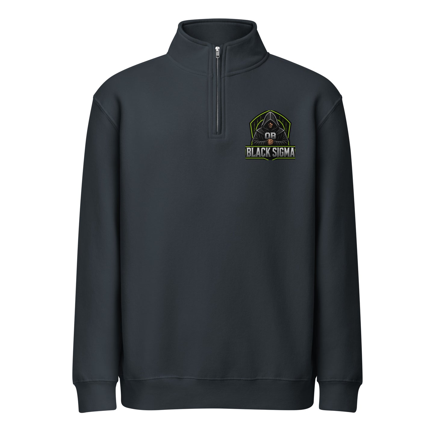 Black Sigma OBDANGEROUS unisex 1/4 zip sweatshirt with front logo, designed for gym, street, and casual wear.