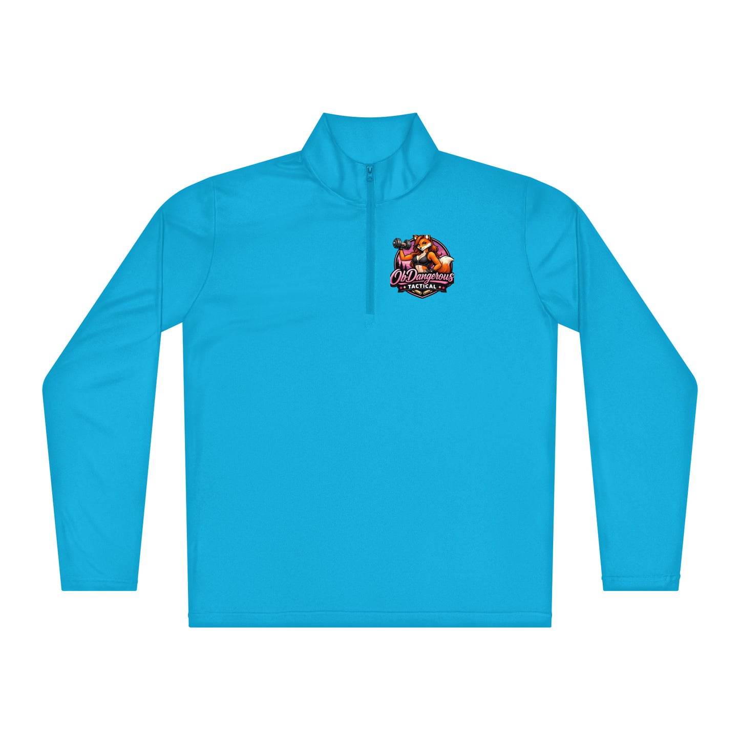 Unisex tactical Fox lightweight quarter-zip pullover in atomic blue, featuring a front zipper and athletic fit, ideal for gym or street wear.