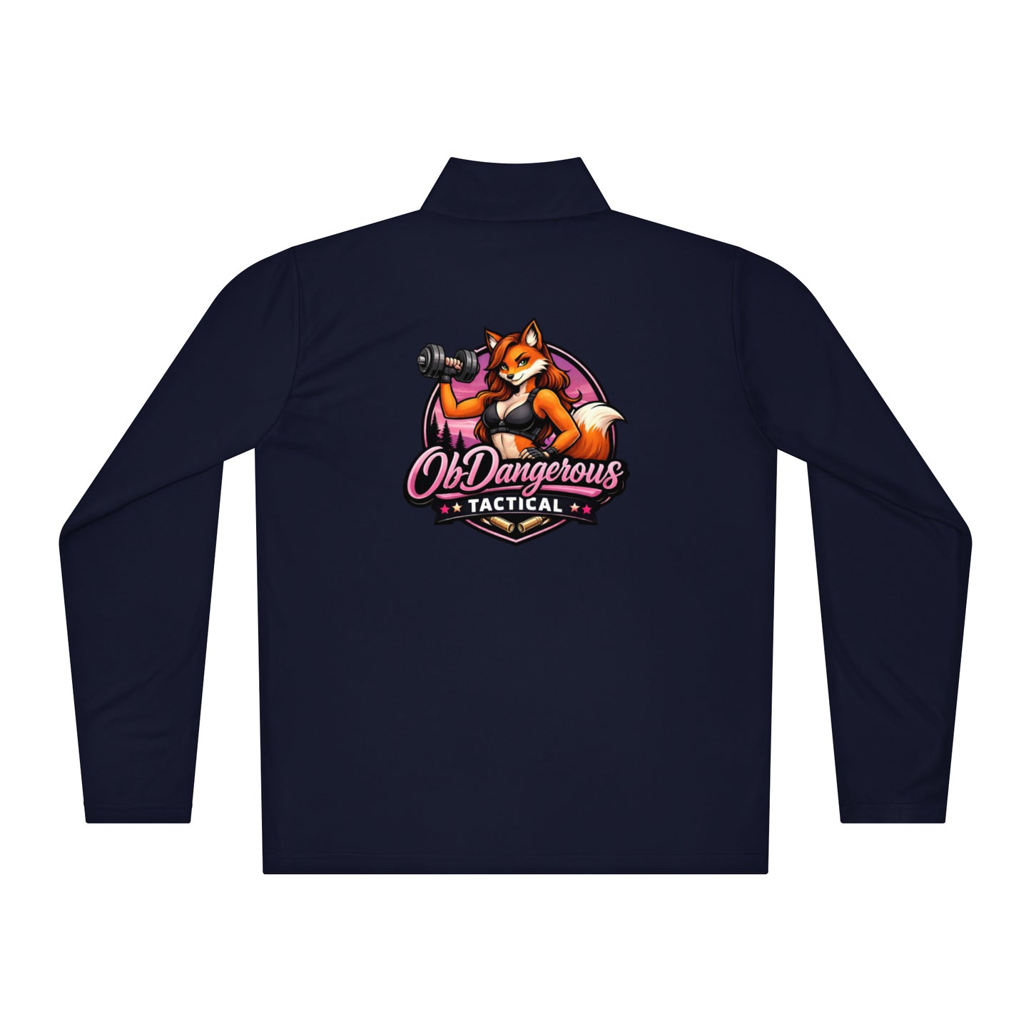 Unisex true navy tactical Fox lightweight quarter-zip pullover by OB DANGEROUS, designed for gym, street, and casual wear.