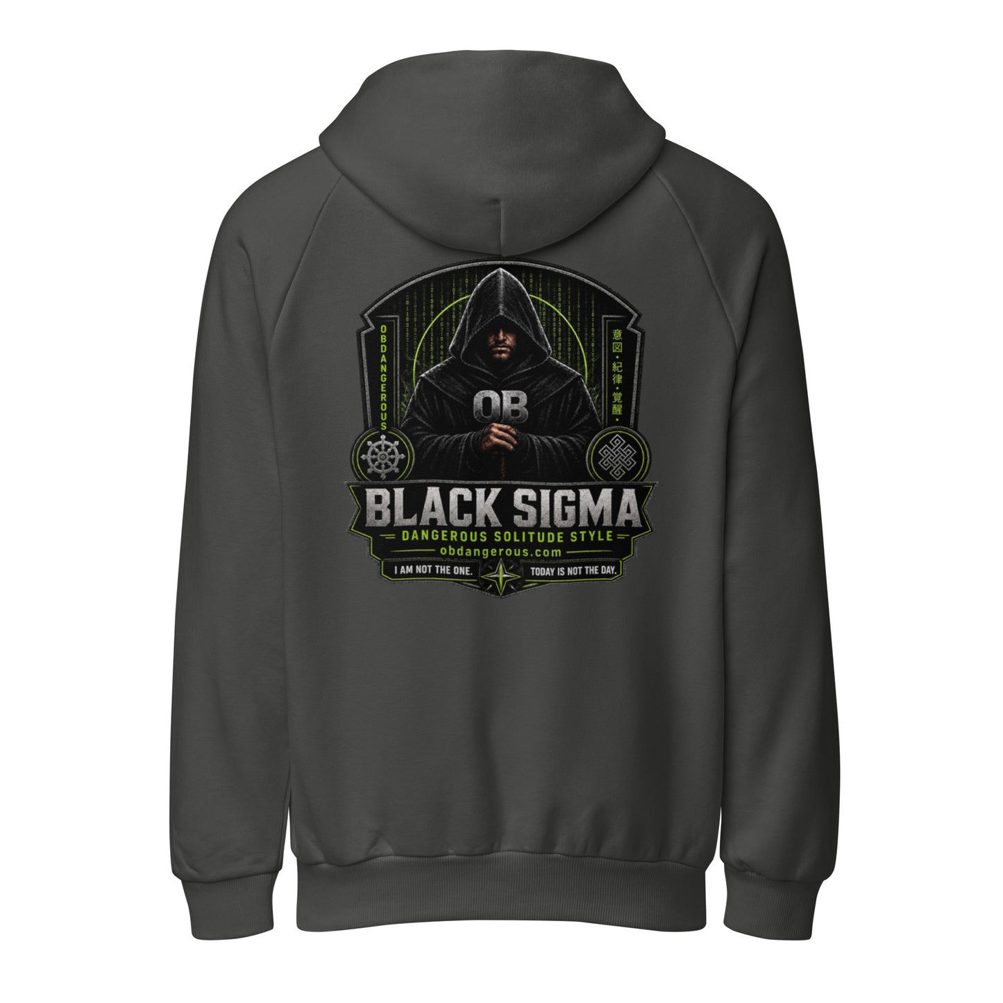 Black Sigma Not Today unisex super heavyweight hoodie by OB DANGEROUS, featuring a plain asphalt back design for gym and street wear.