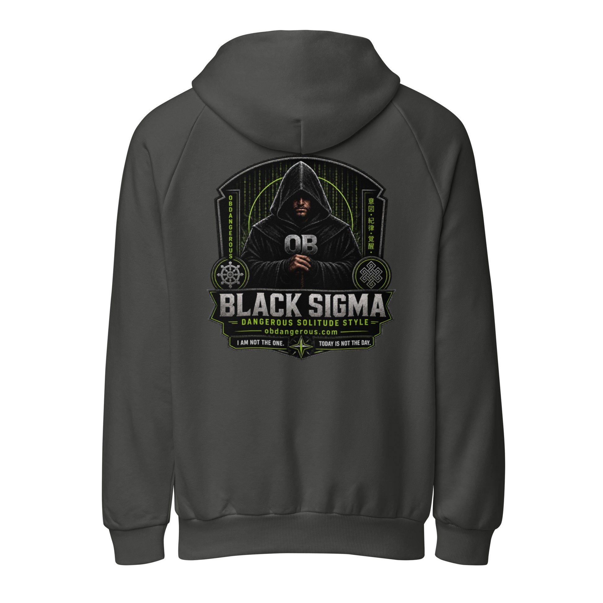 Black Sigma Not Today unisex super heavyweight hoodie by OB DANGEROUS, featuring a plain asphalt back design for gym and street wear.