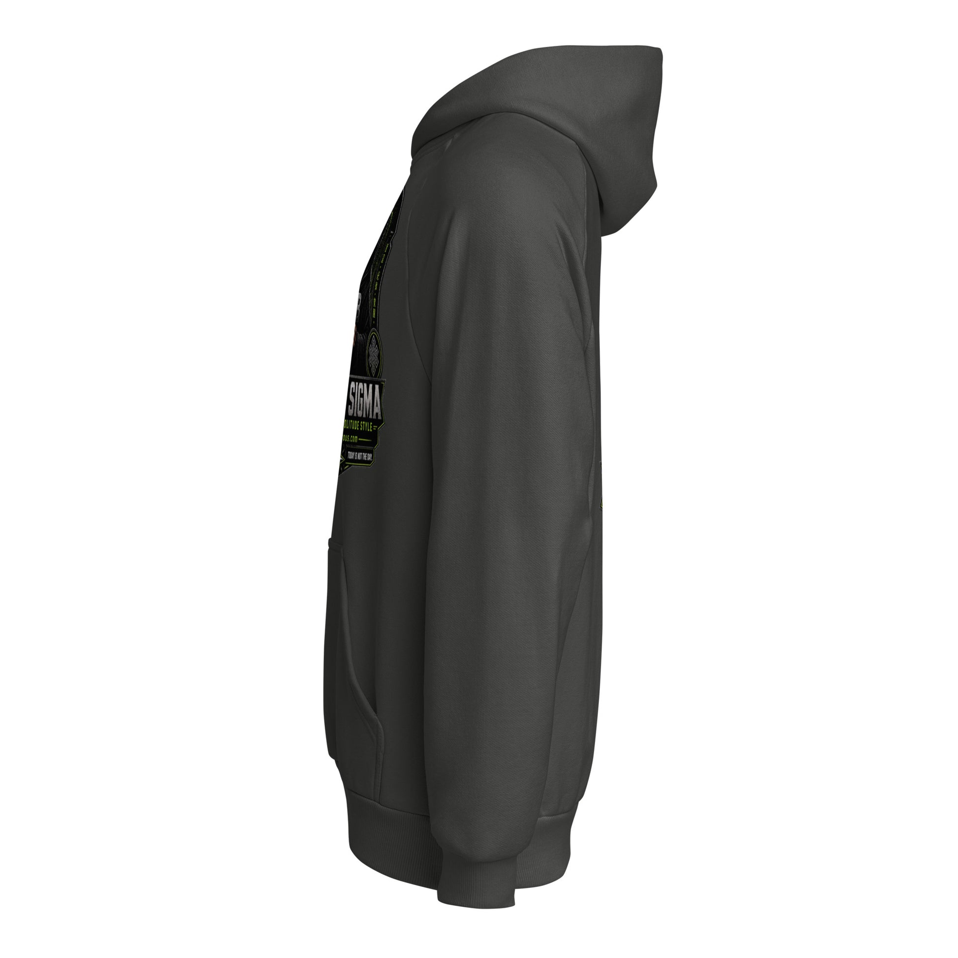 Black Sigma Not Today unisex heavy heavyweight hoodie by OB DANGEROUS, shown in asphalt color, featuring bold front design.