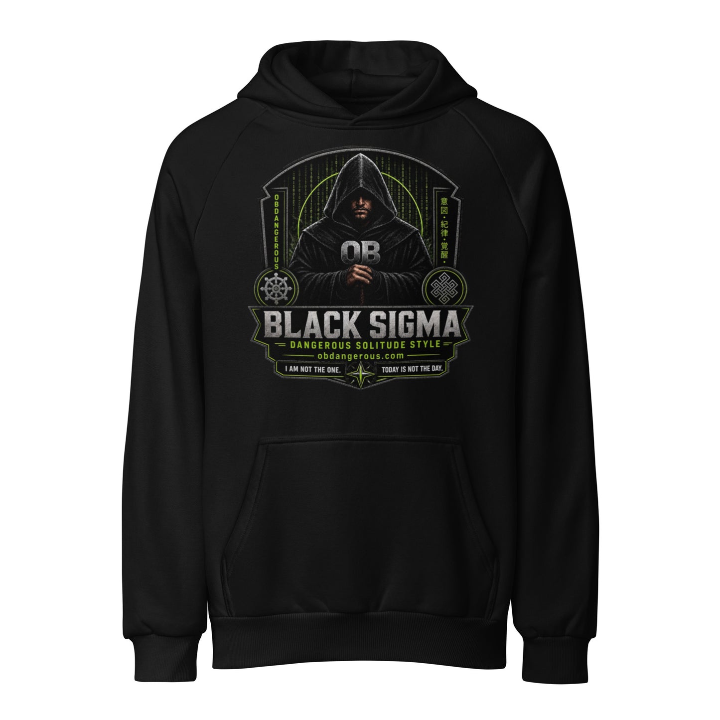 Black Sigma Not Today unisex super heavyweight hoodie by OB DANGEROUS, showing the front design on a thick, cozy hoodie.