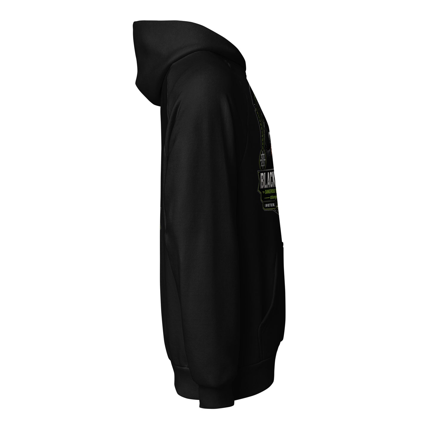 Black Sigma Not Today unisex super heavyweight hoodie by OB DANGEROUS, shown from the right side, designed for gym and streetwear.