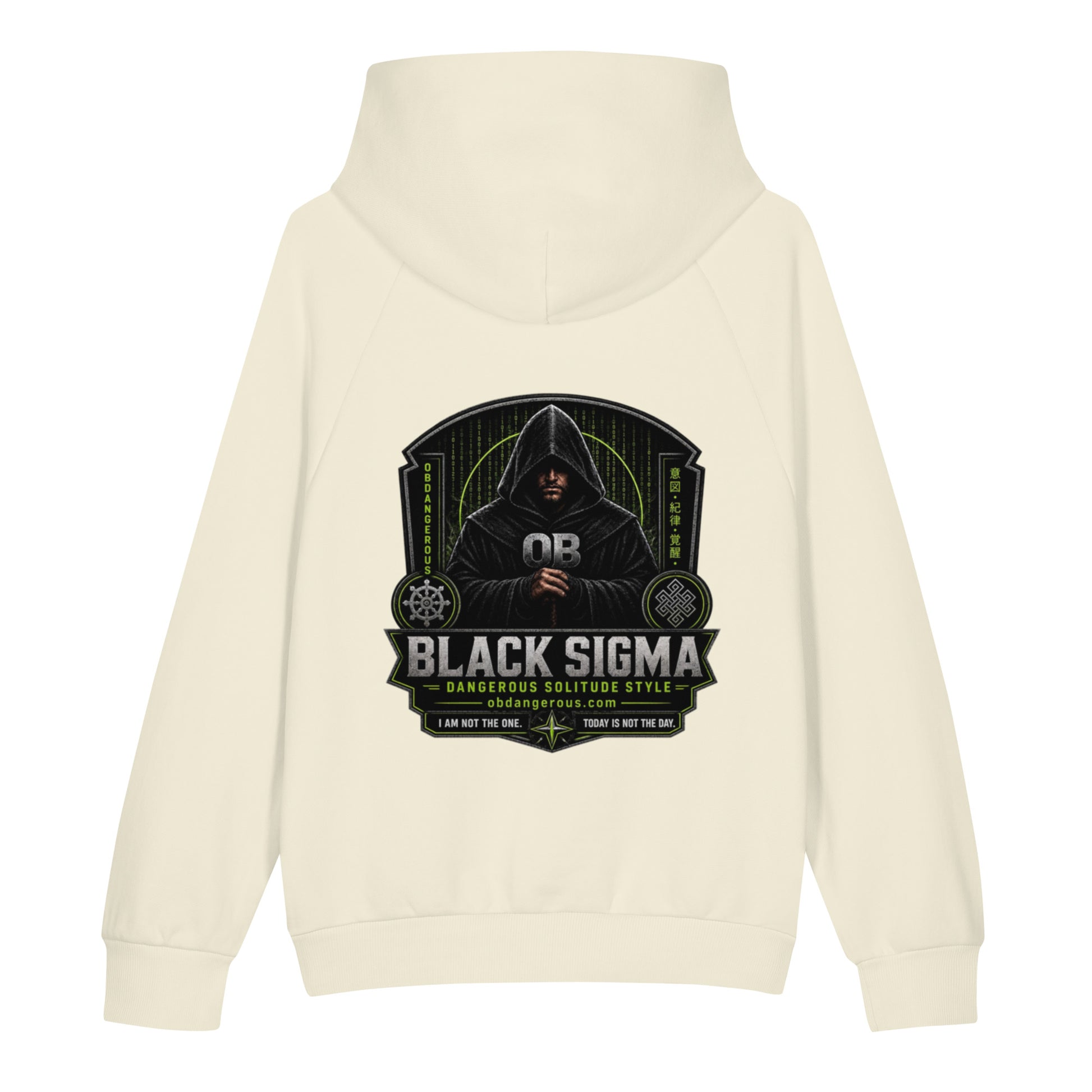 Black Sigma Not Today unisex super heavyweight hoodie from OB DANGEROUS, shown from the back with a plain design and thick fabric.