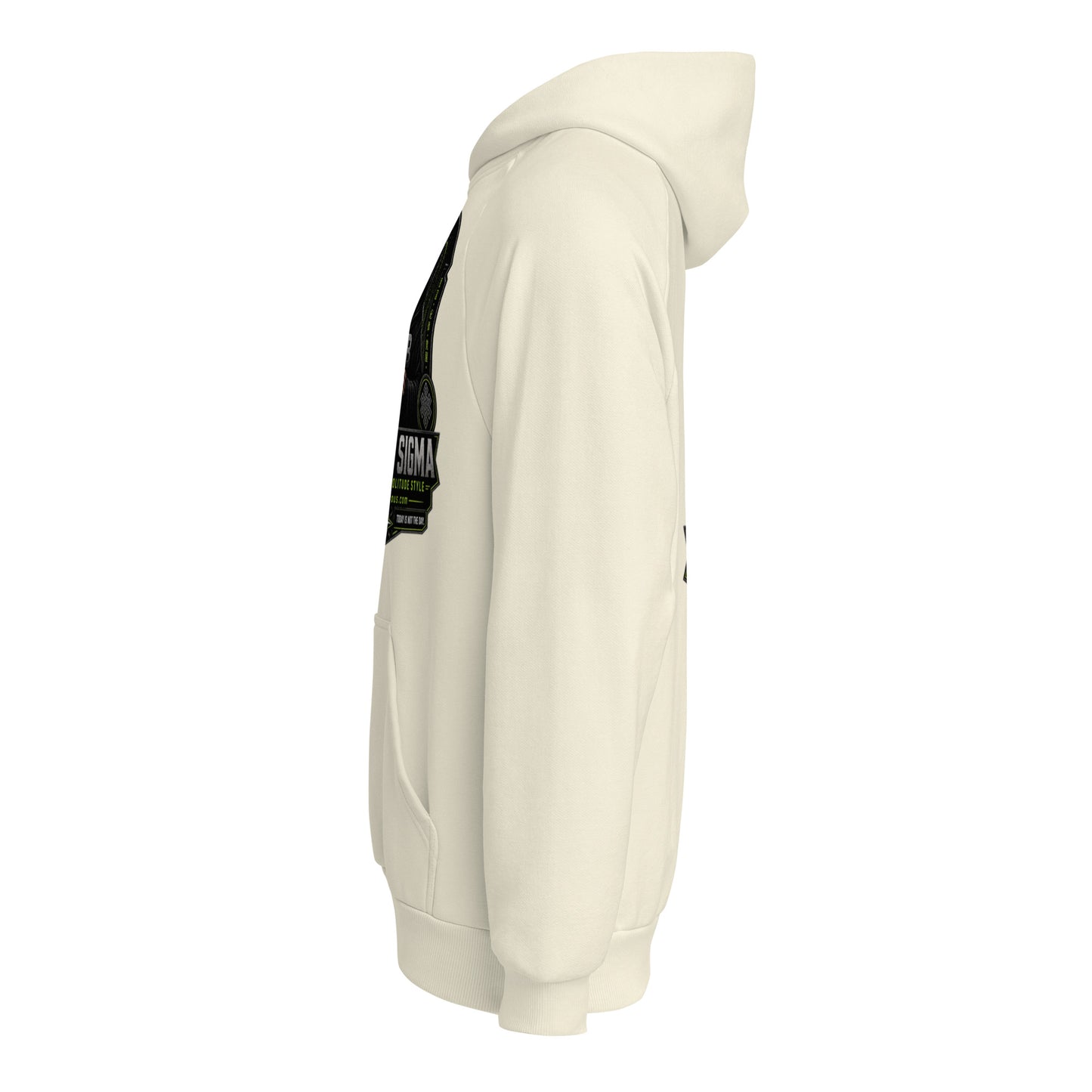 Black Sigma Not Today unisex super heavyweight hoodie by OB DANGEROUS, shown in cream with front design and cozy fit.