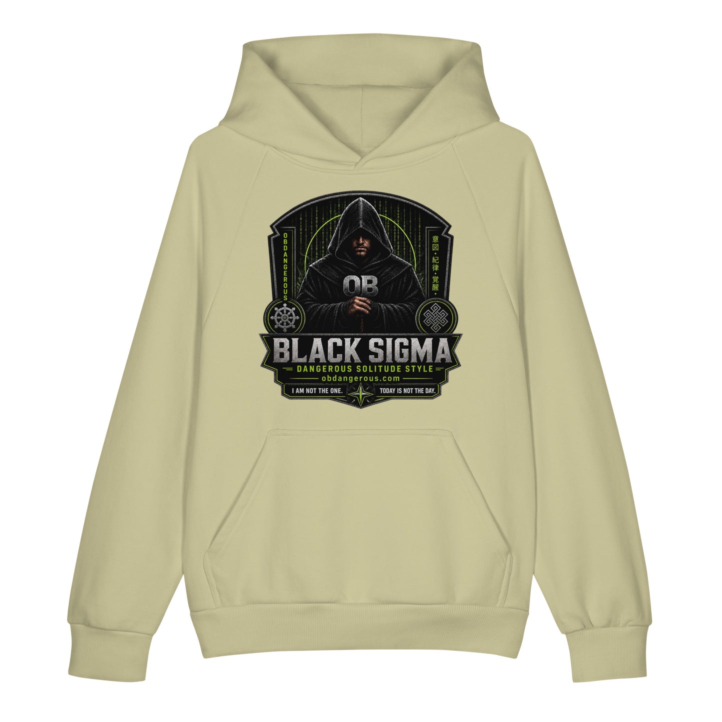 Black Sigma Not Today unisex heavyweight hoodie in moss gray, featuring a front design, perfect for gym and streetwear.