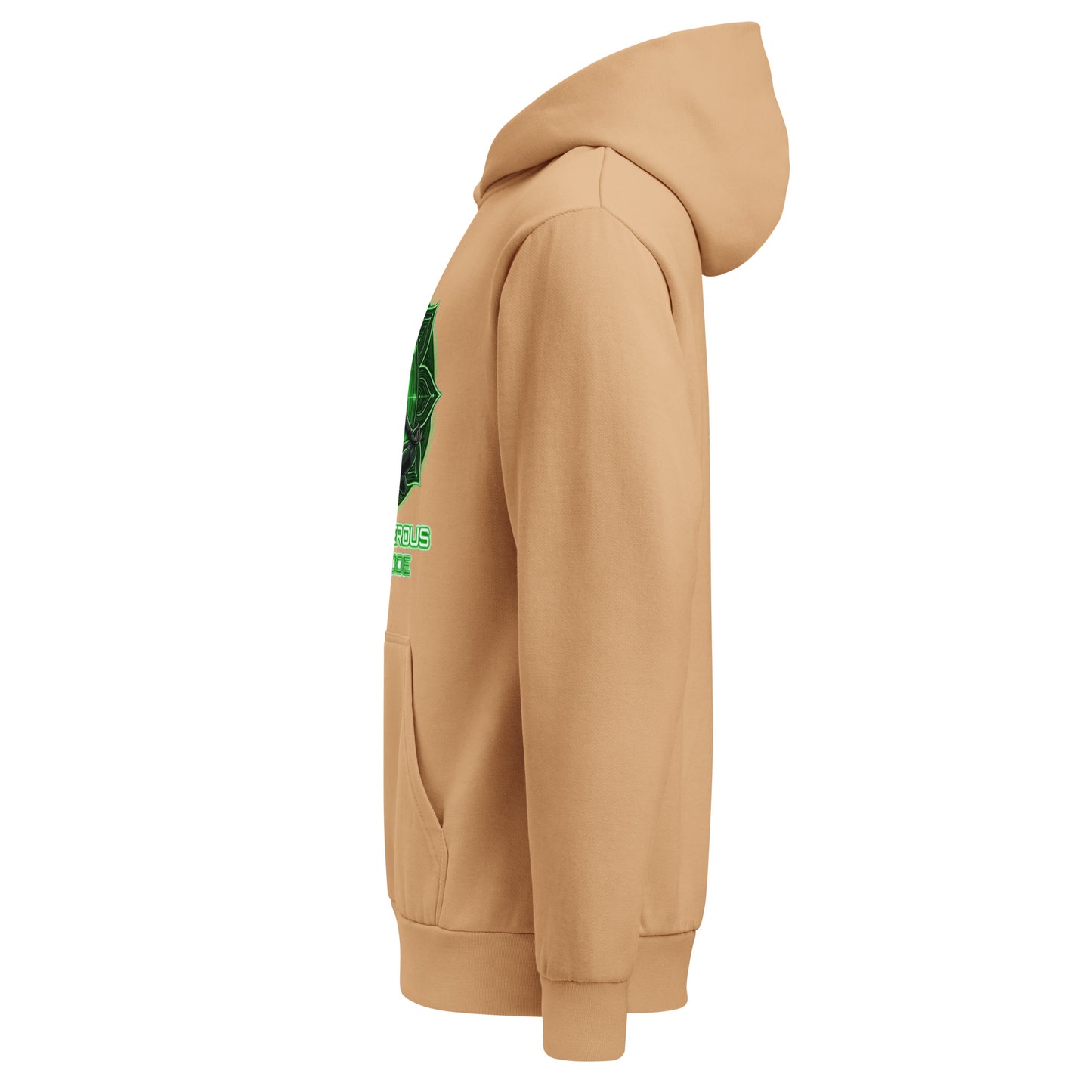 Unisex garment-dyed hoodie by OB DANGEROUS, featuring a casual urban style with pigment dye, shown in a natural relaxed fit.