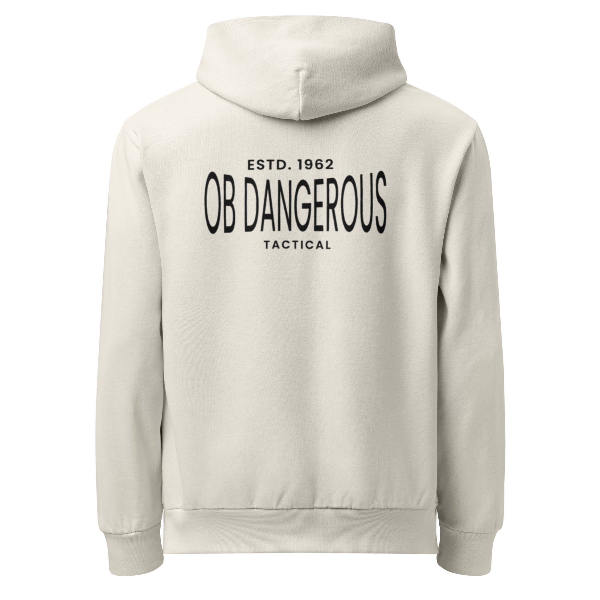 OB DANGEROUS Urban garment-dyed hoodie, unisex T-shirt with a lunar rock color, designed for gym and streetwear style.