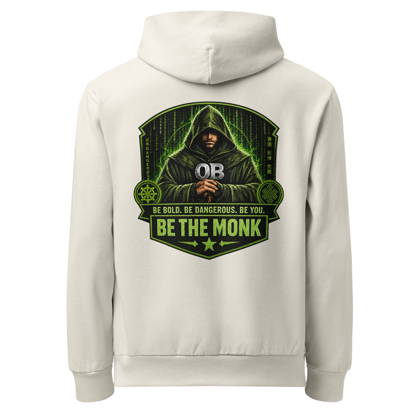 Unisex garment-dyed hoodie by OB DANGEROUS, urban style with lunar rock pigment, featuring a relaxed fit and streetwear-inspired design.