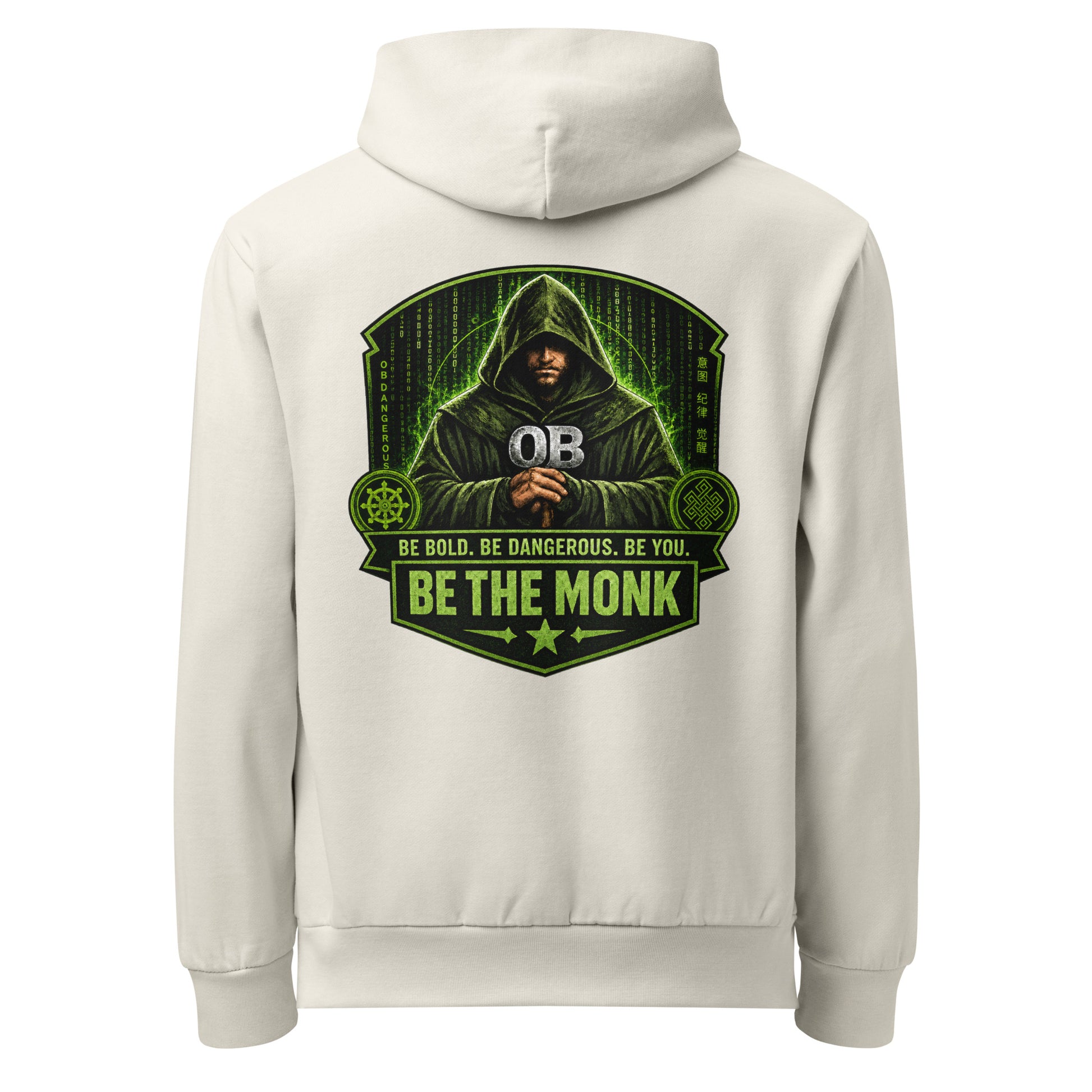Unisex garment-dyed hoodie by OB DANGEROUS, urban style with lunar rock pigment, featuring a relaxed fit and streetwear-inspired design.