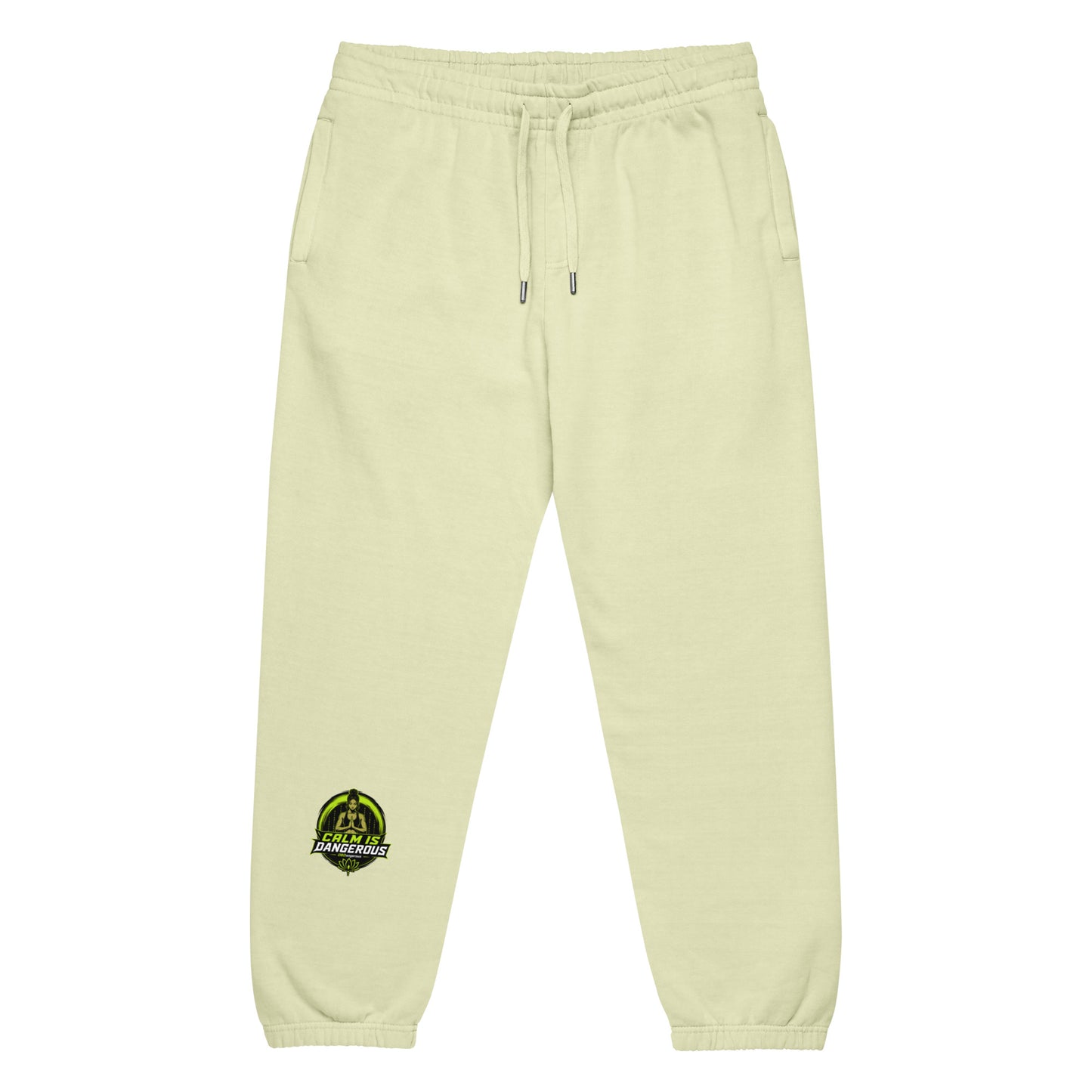 Unisex pistachio OBD Tao Calm Urban sweatpants with front design, casual streetwear style, made by OB DANGEROUS.