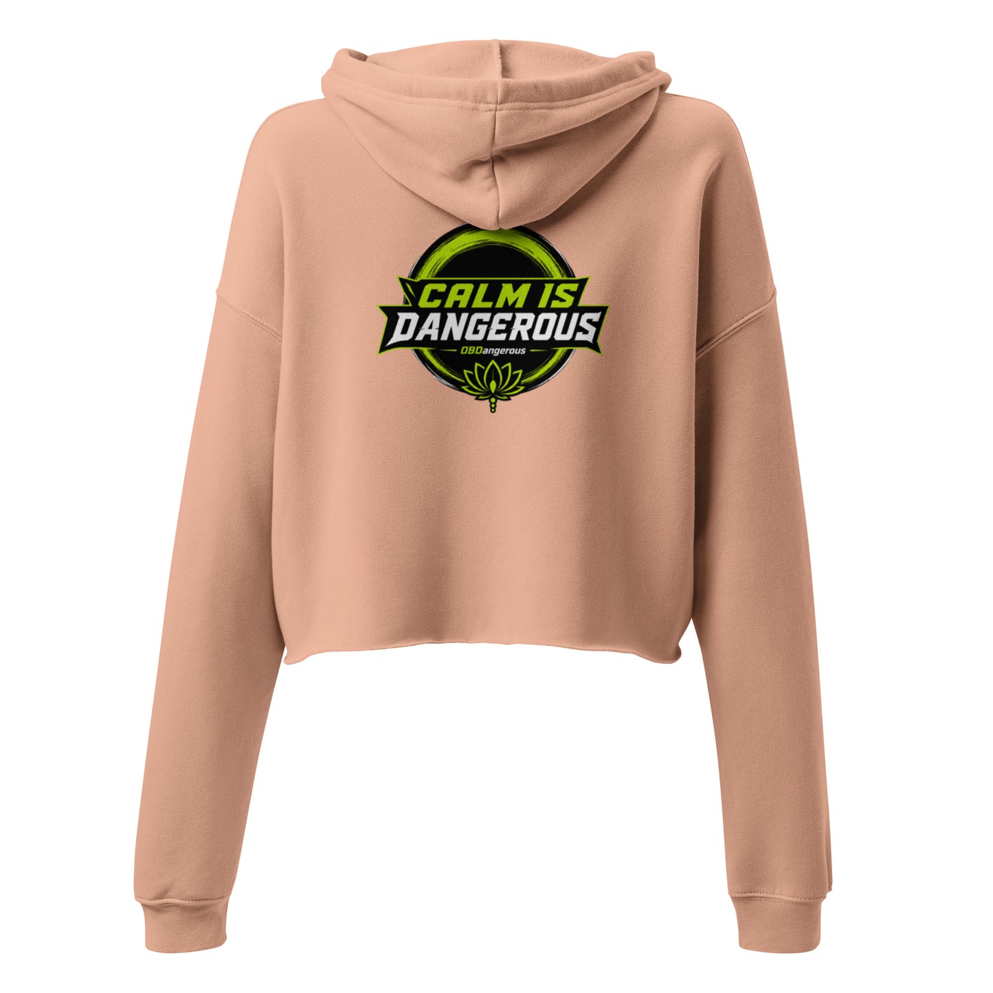 Women's peach TAO OBD Crop Hoodie, stylish and comfortable, featuring a back design for gym and street wear.
