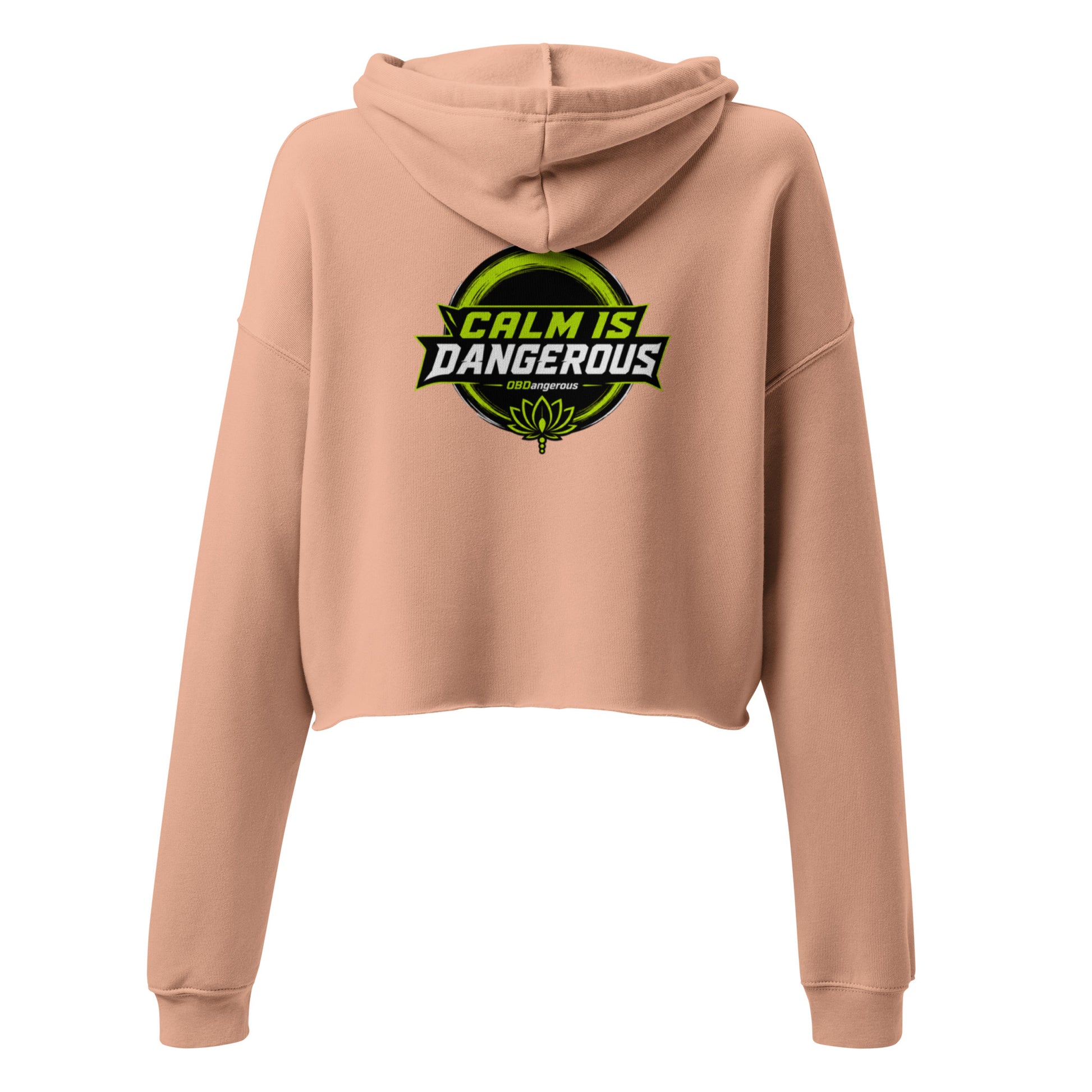 Women's peach TAO OBD Crop Hoodie, stylish and comfortable, featuring a back design for gym and street wear.