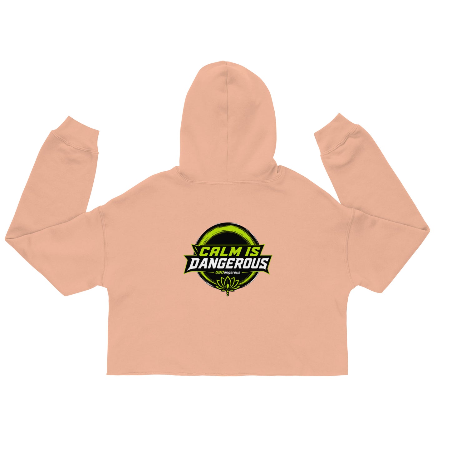 Women's peach TAO OBD crop hoodie, stylish T-shirt with a relaxed fit, designed for gym, street, and casual wear by OB DANGEROUS.
