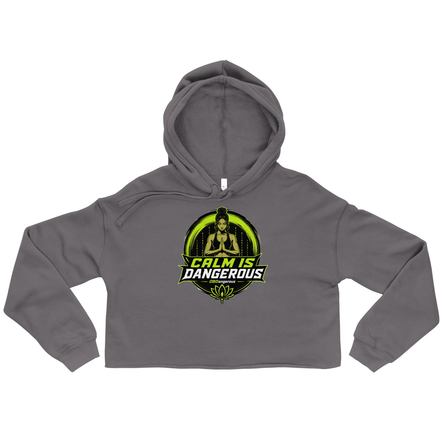 Women's TAO OBD Crop Hoodie T-shirt by OB DANGEROUS, front view showing storm-inspired design and cropped fit.