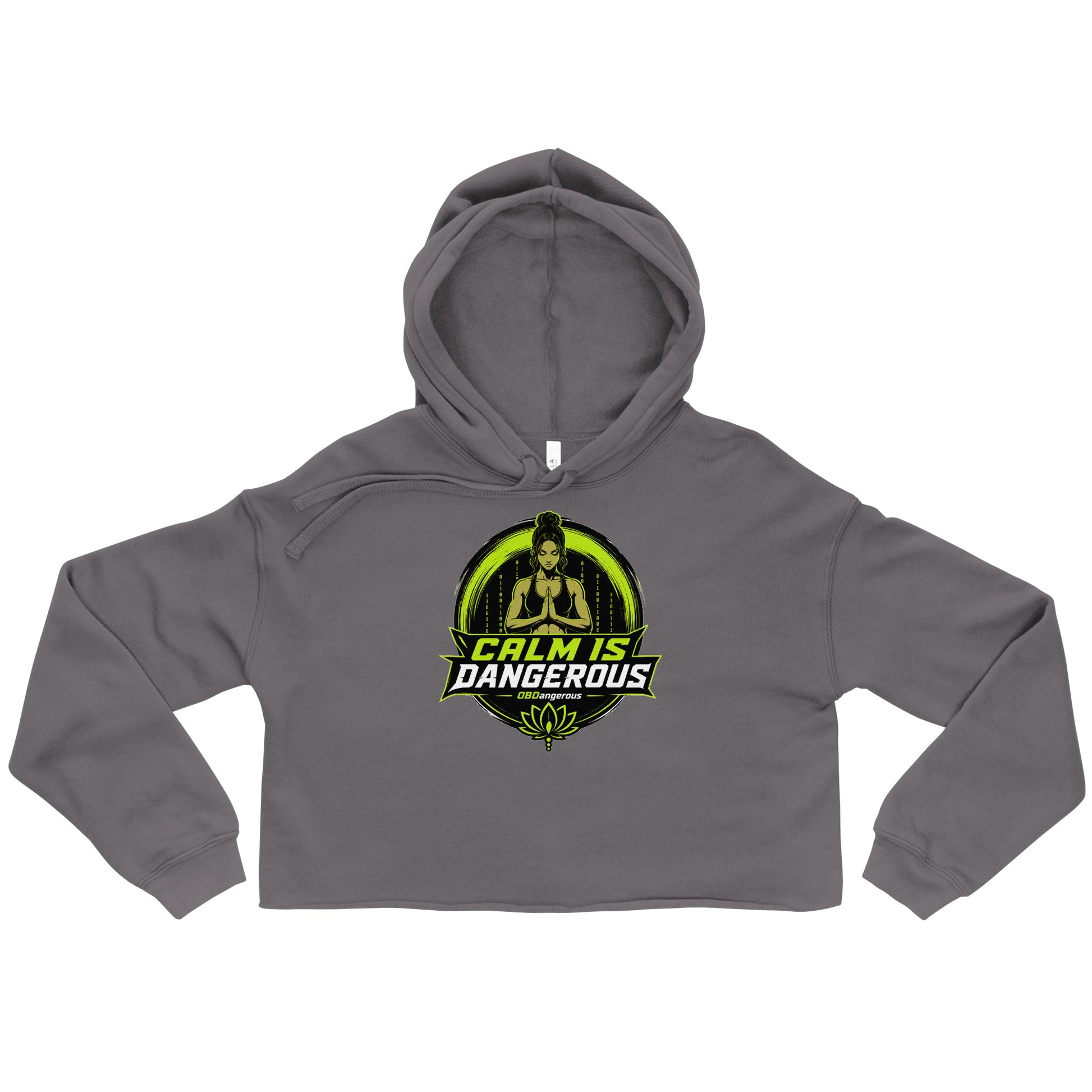 Women's TAO OBD Crop Hoodie T-shirt by OB DANGEROUS, front view showing storm-inspired design and cropped fit.