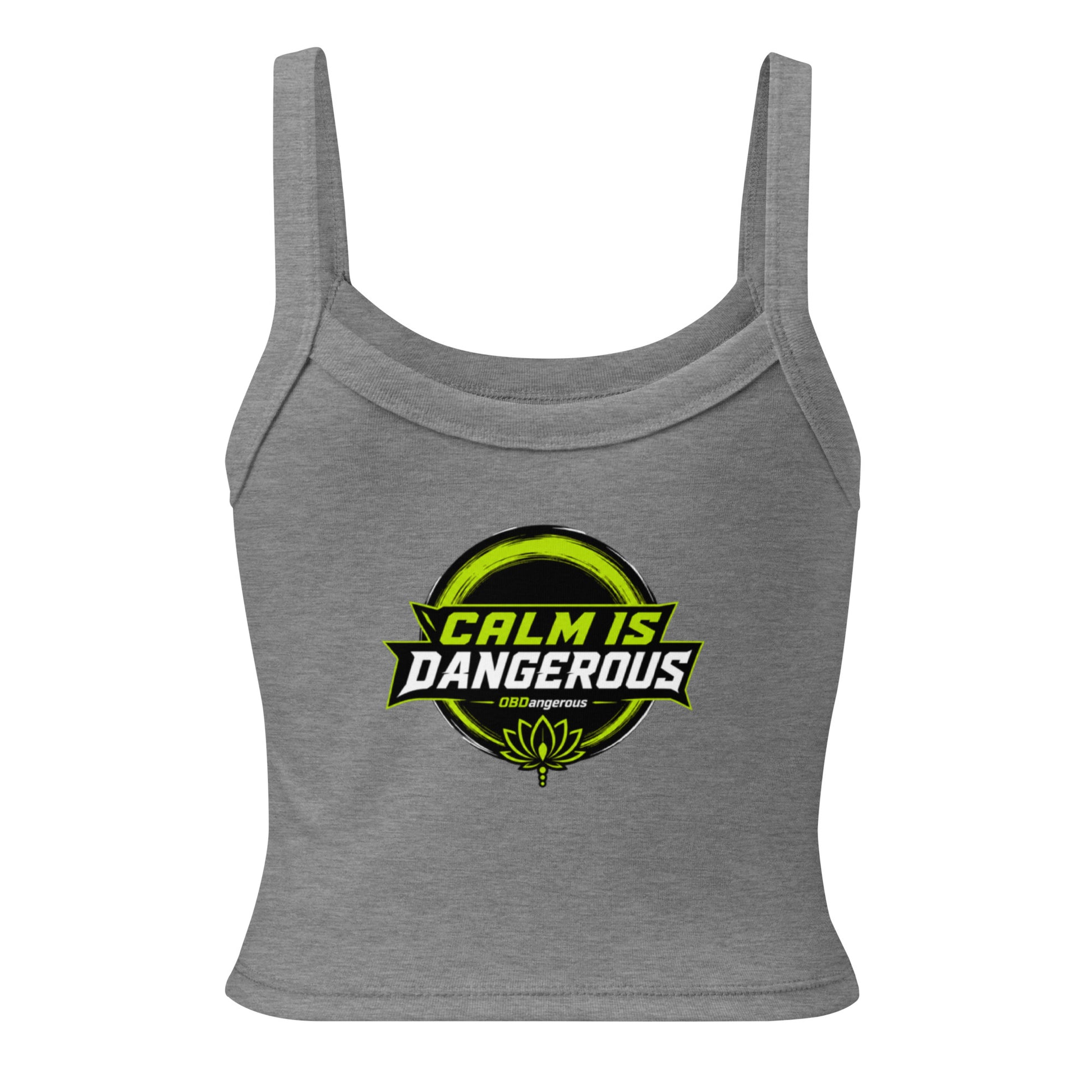 OB DANGEROUS women's micro-rib tank top, athletic Heather T-shirt designed for gym and street wear, back view.
