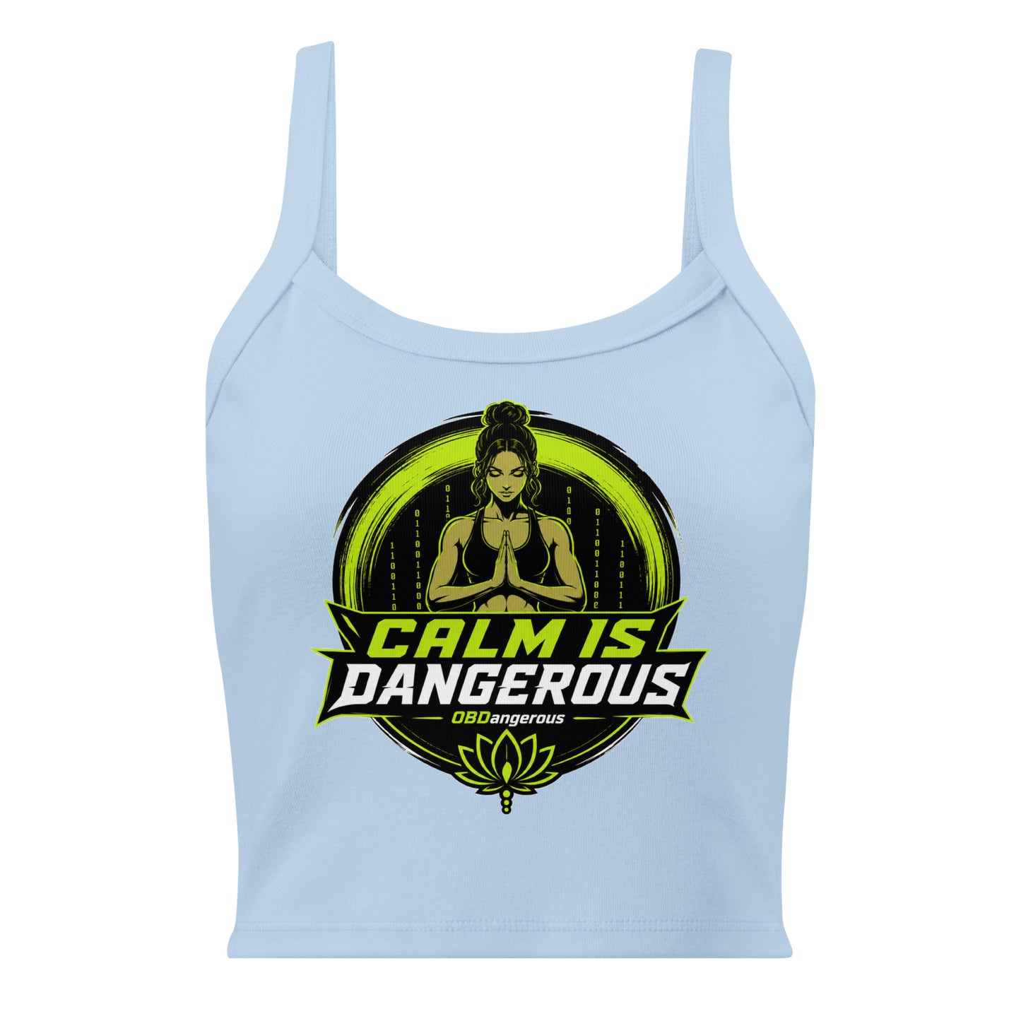 OB DANGEROUS women's micro-rib tank top in solid baby blue, casual T-shirt style perfect for gym and streetwear.