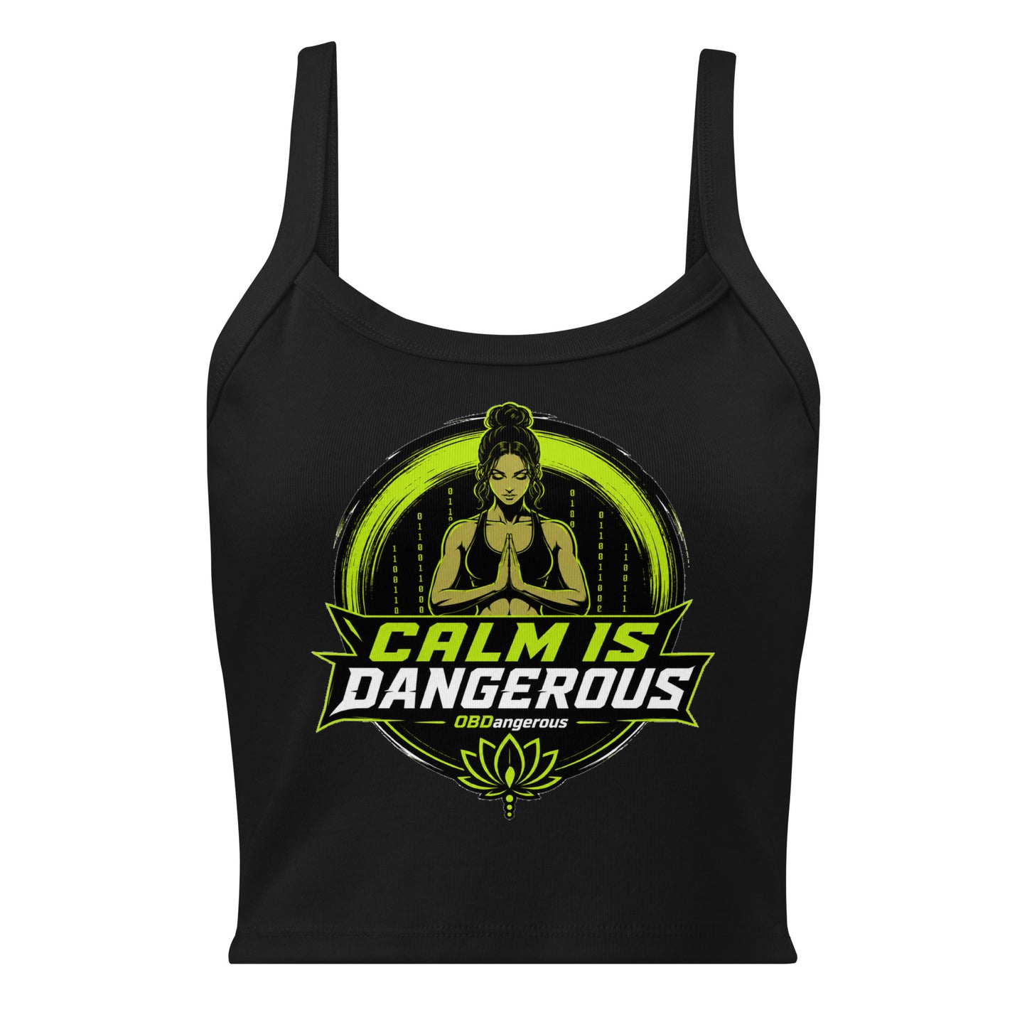 Black women’s micro-rib tank top by OB DANGEROUS, casual and gym-ready T-shirt with a fitted style and solid color.