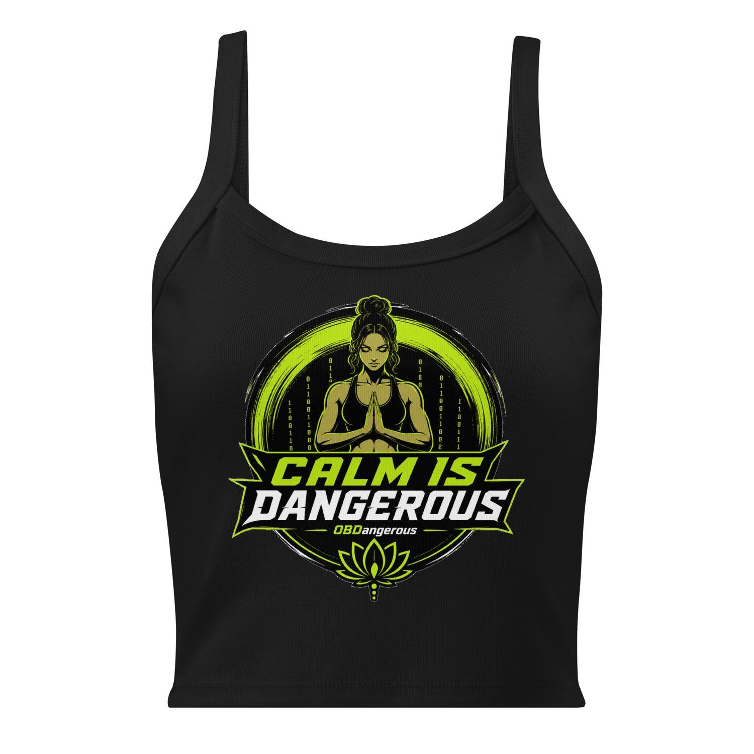 Black women’s micro-rib tank top by OB DANGEROUS, casual and gym-ready T-shirt with a fitted style and solid color.