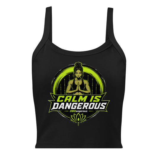 Black women’s micro-rib tank top by OB DANGEROUS, casual and gym-ready T-shirt with a fitted style and solid color.