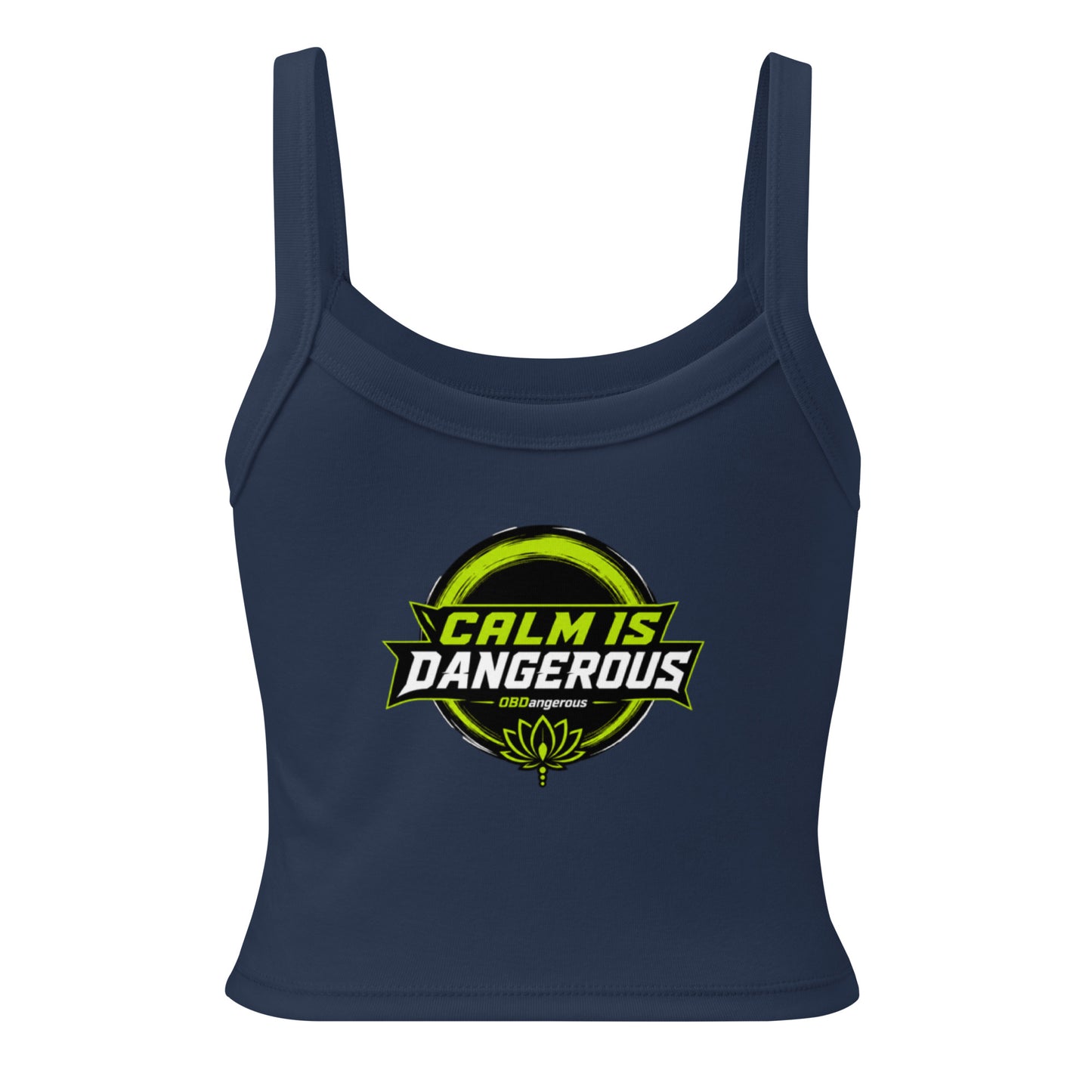OB DANGEROUS women's navy micro-rib tank top, casual T-shirt with a solid color and back design, ideal for gym and street wear.