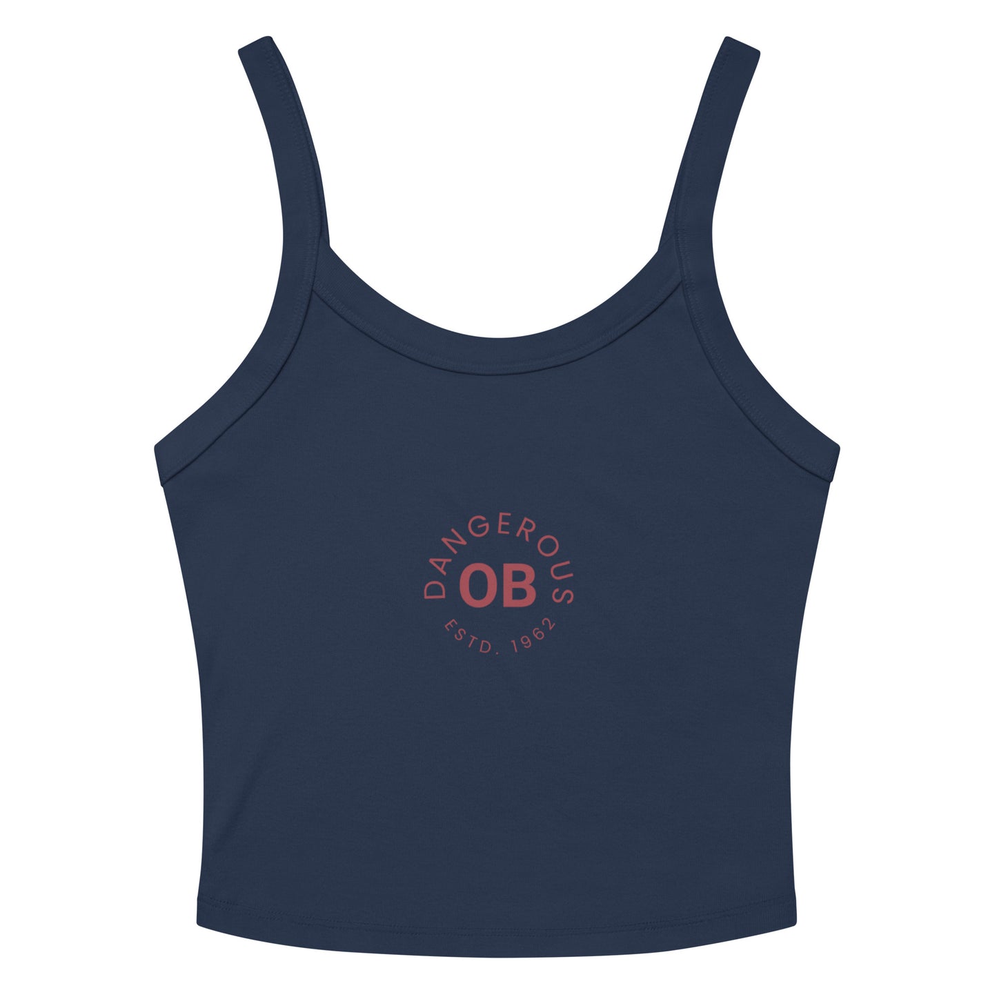 Navy blue women's micro-rib tank top by OB Dangerous Tactical, featuring a fitted, solid design with a front view.