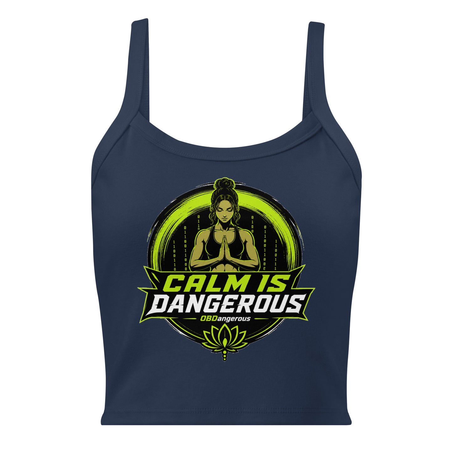 OB DANGEROUS women's micro-rib tank top in navy, a fitted T-shirt style perfect for gym, street, and casual wear.