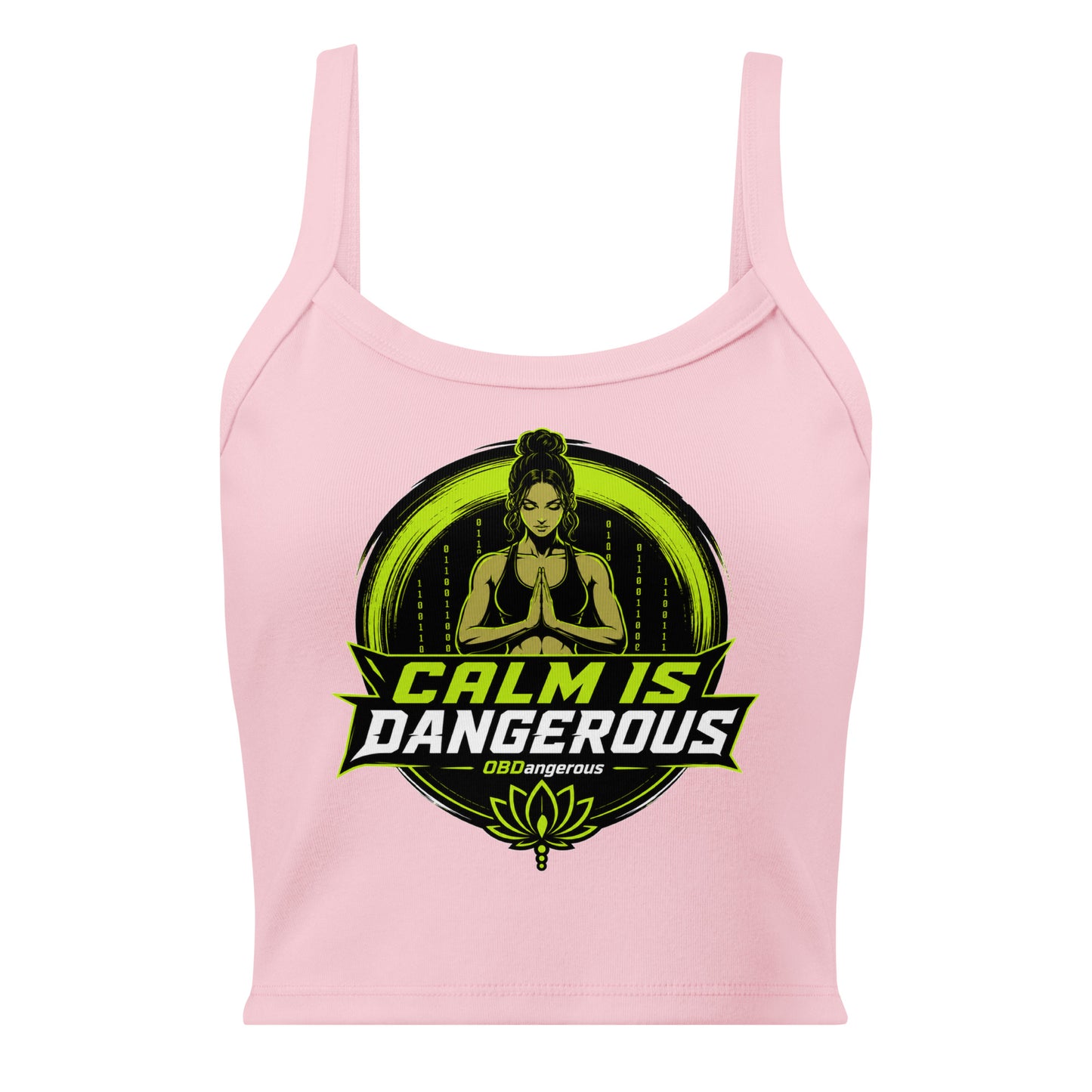 OB DANGEROUS women's pink micro-rib tank top, casual T-shirt with a fitted style, suitable for gym and street wear.
