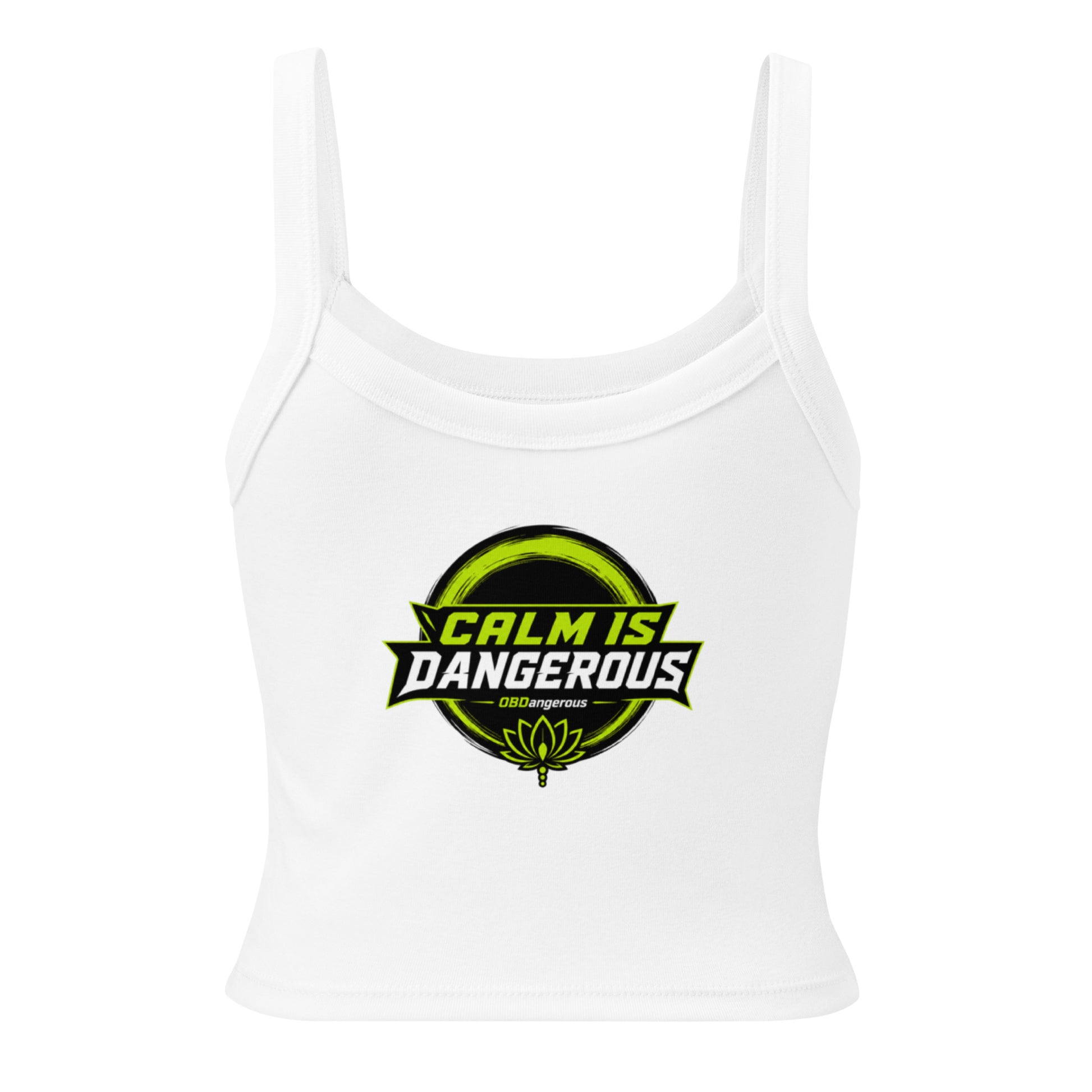OB DANGEROUS women's white micro-rib tank top, casual T-shirt with a solid design, perfect for gym and streetwear style.