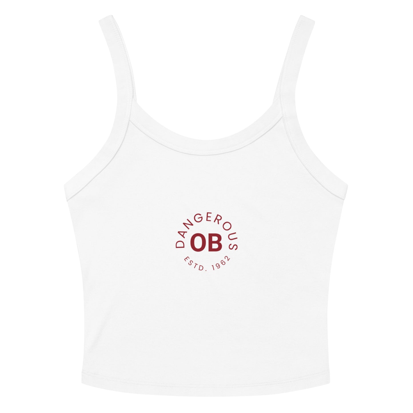 Women's white micro-rib tank top by OB Dangerous Tactical, featuring a fitted design and solid color front.