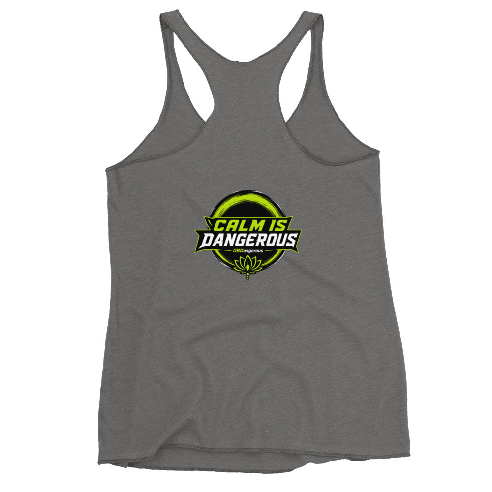 OB DANGEROUS women's racerback tank top with premium heather fabric, designed for gym, street, and casual wear.